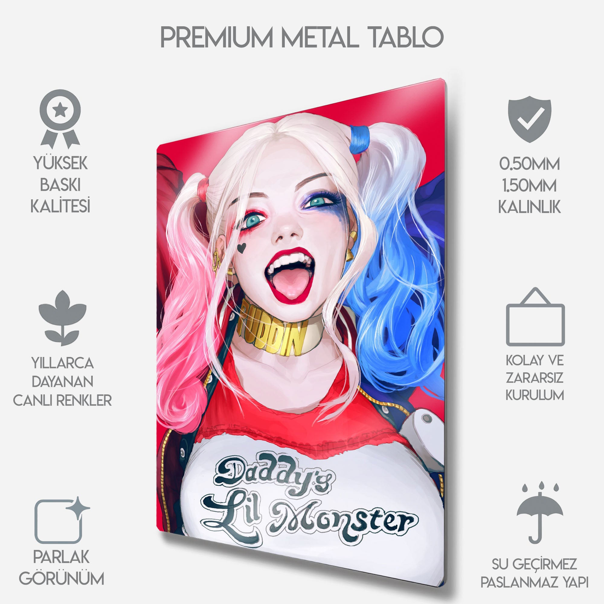 Harley Quinn Suicide Squad Çizim Tasarım - Metal Tablo
