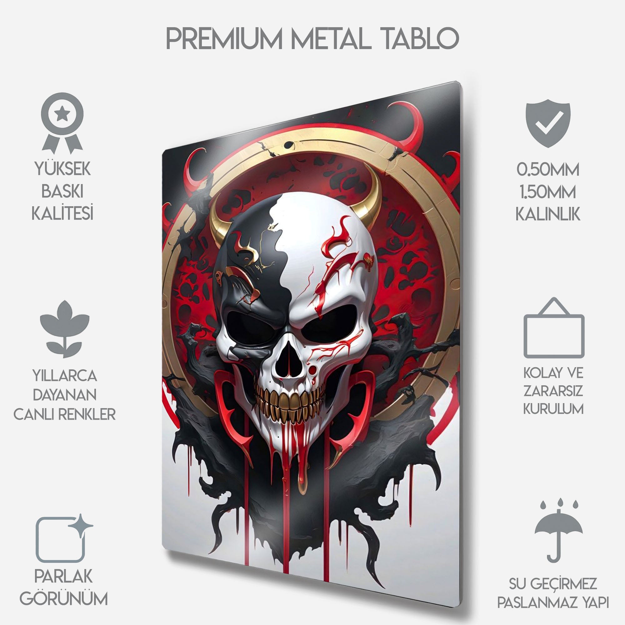 Şeytani Kuru Kafa - Metal Tablo