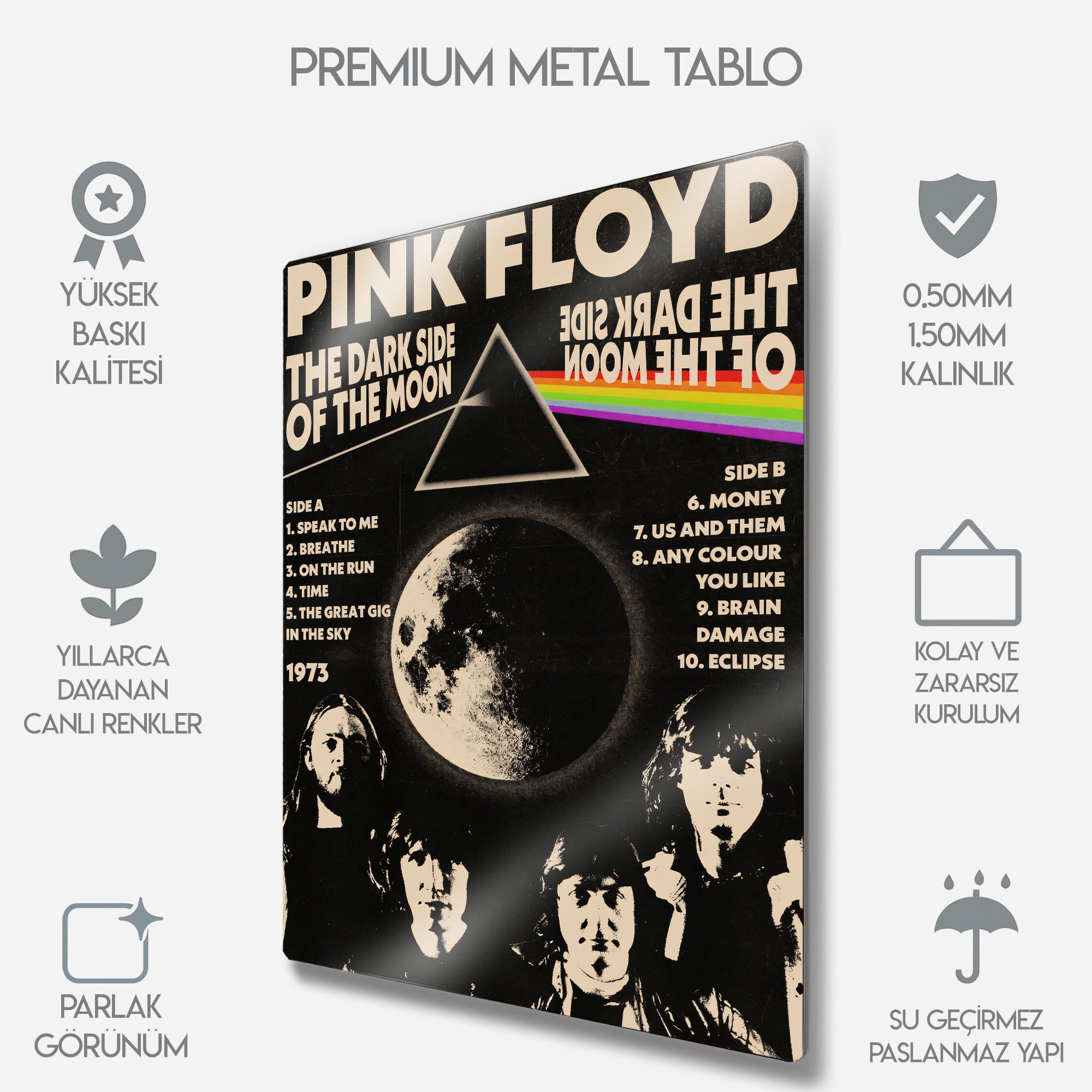 Pink Floyd, The Dark Side of the Moon Albüm Kapak - Metal Tablo