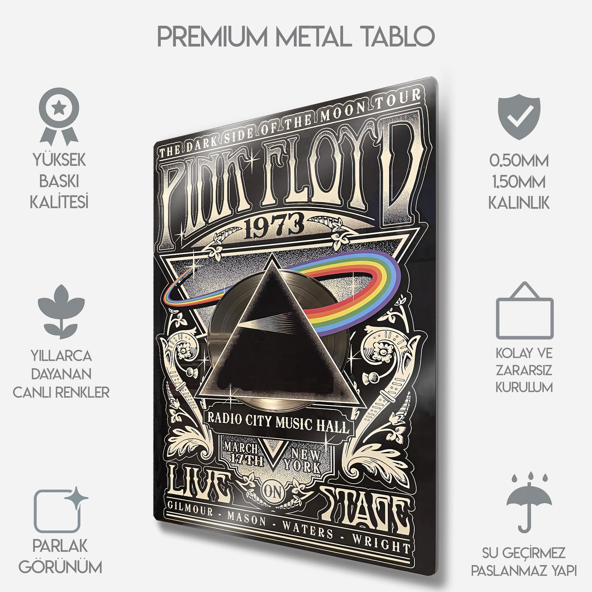 Pink Floyd, The Dark Side of the Moon 1973 Konser Afişi, Rock Müzik - Metal Tablo