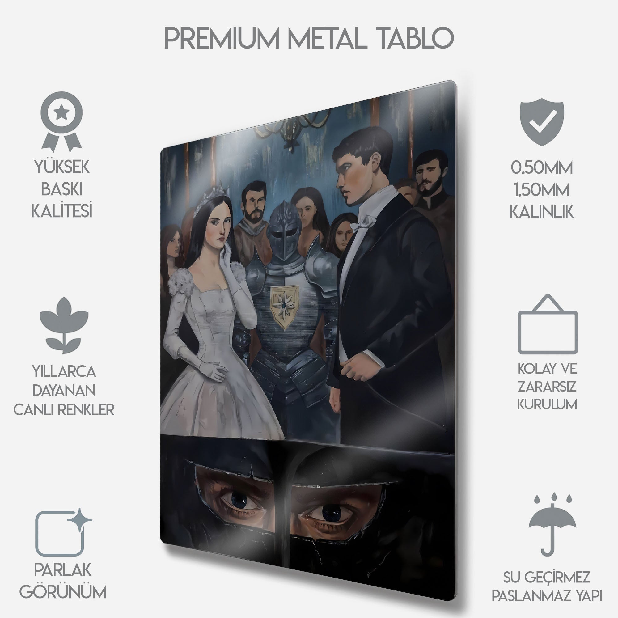 Şövalye ve Prenses Dark Fantasy - Metal Tablo