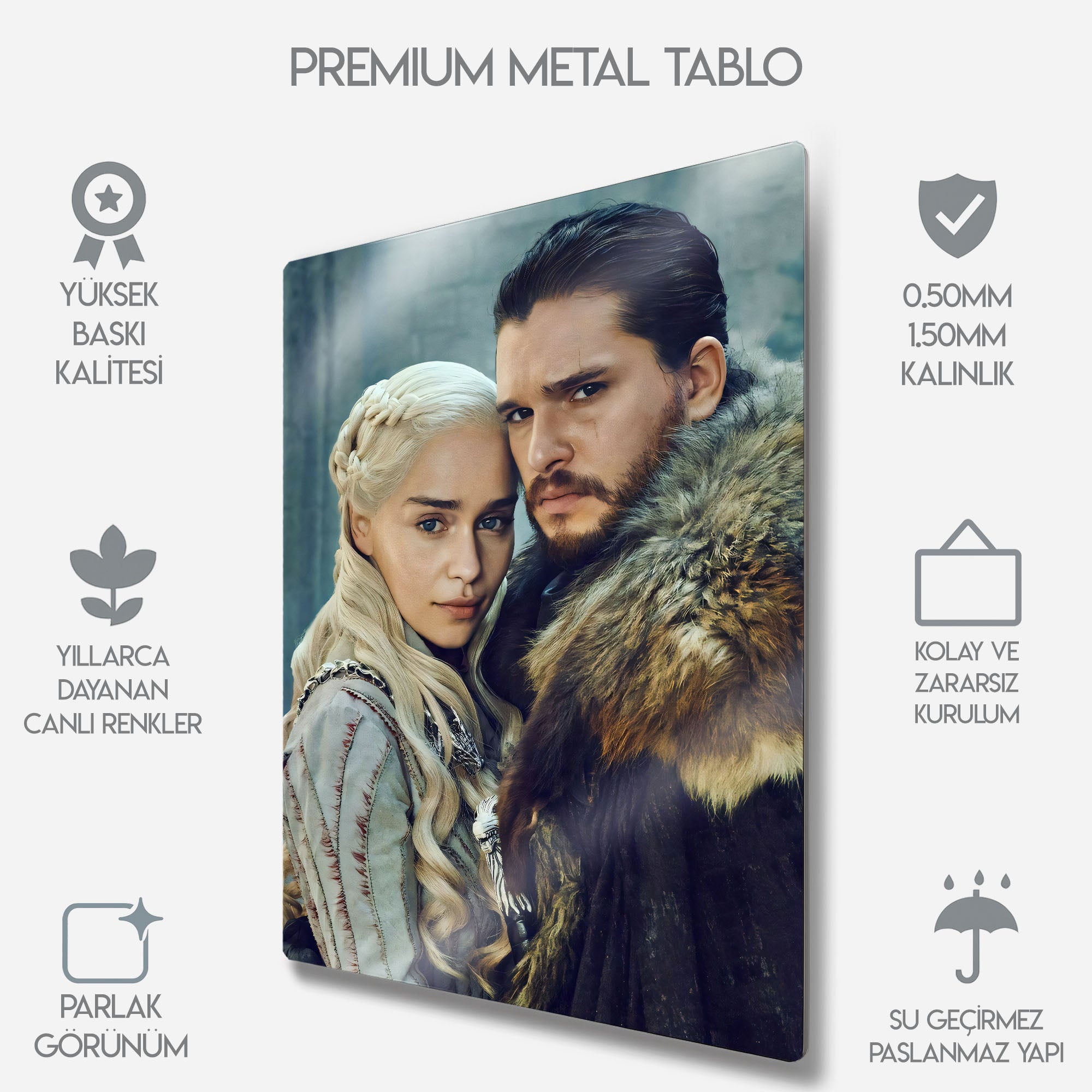 Game of Thrones, Jon Snow Daenerys - Metal Tablo