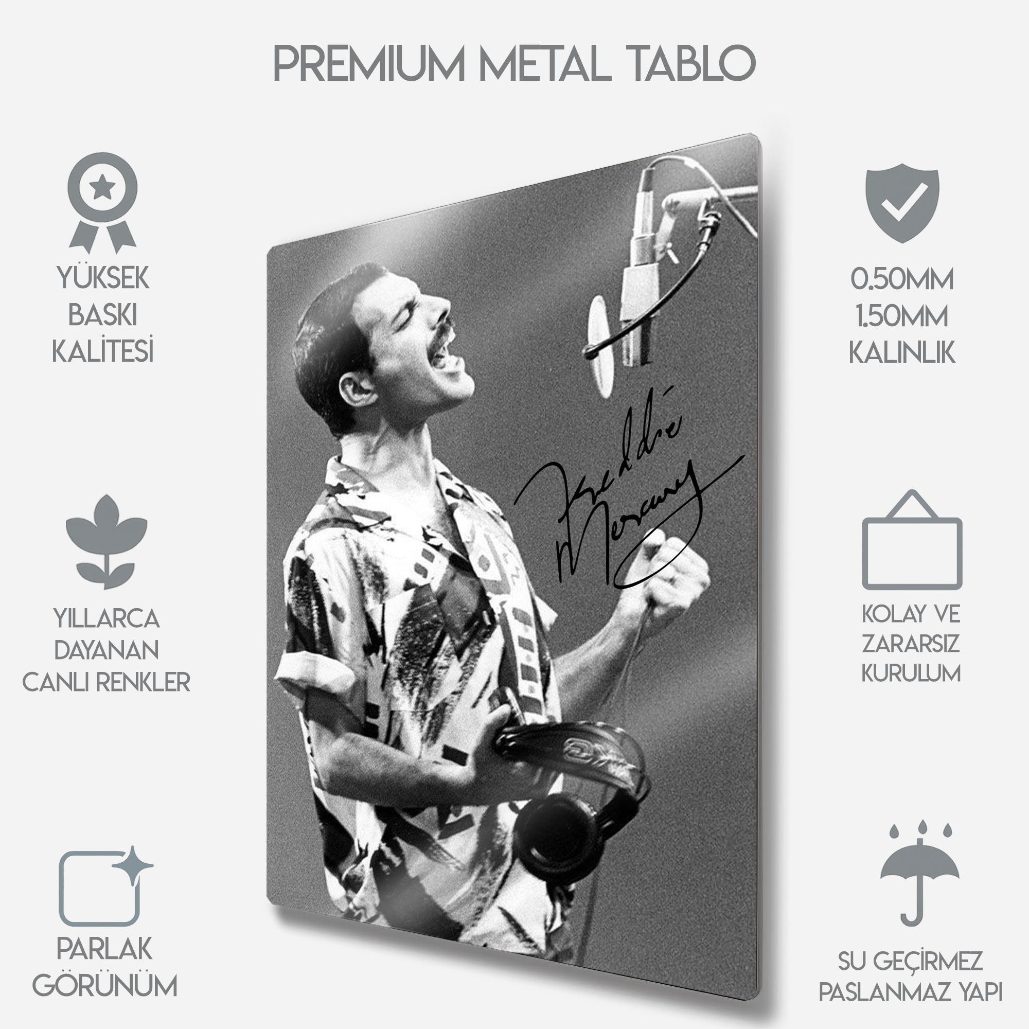 Freddie Mercury, Queen, İmzalı - Metal Tablo