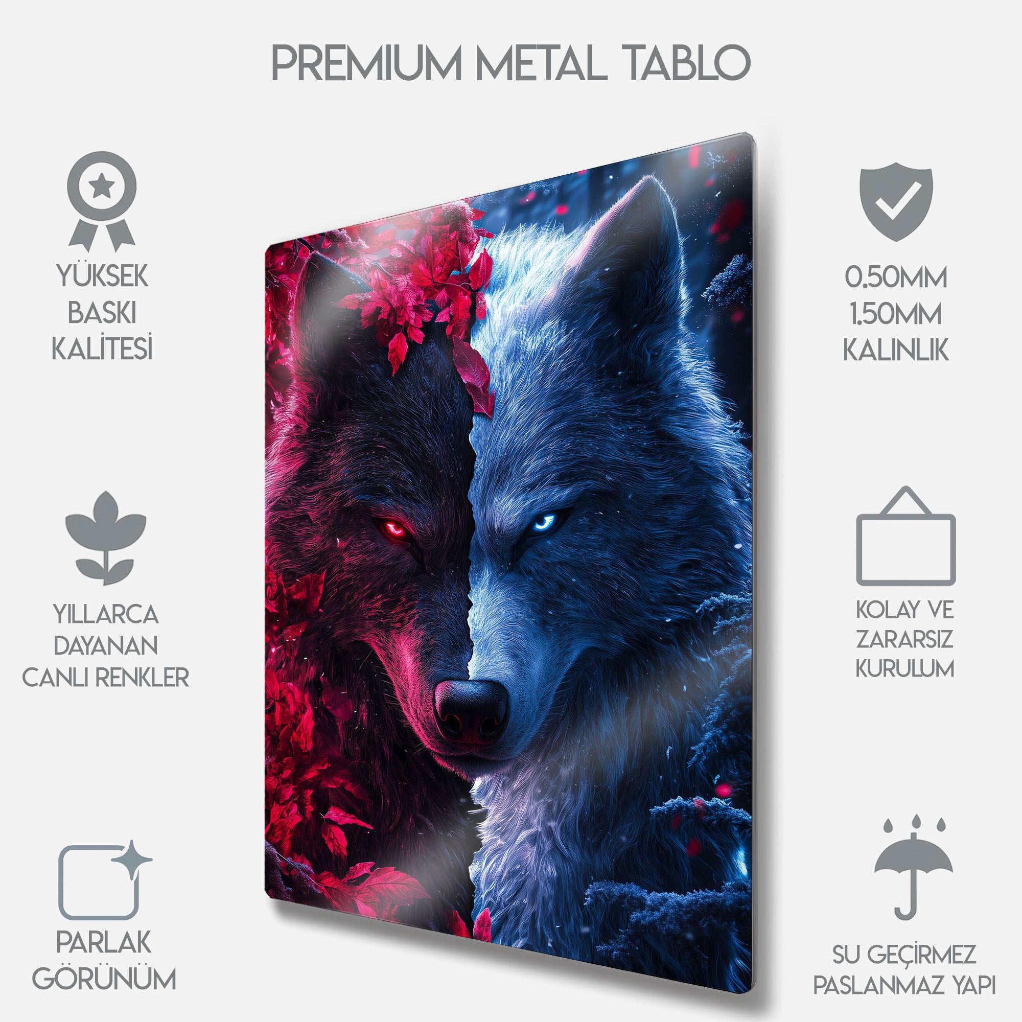 Ateş ve Buz Kurtları - Metal Tablo