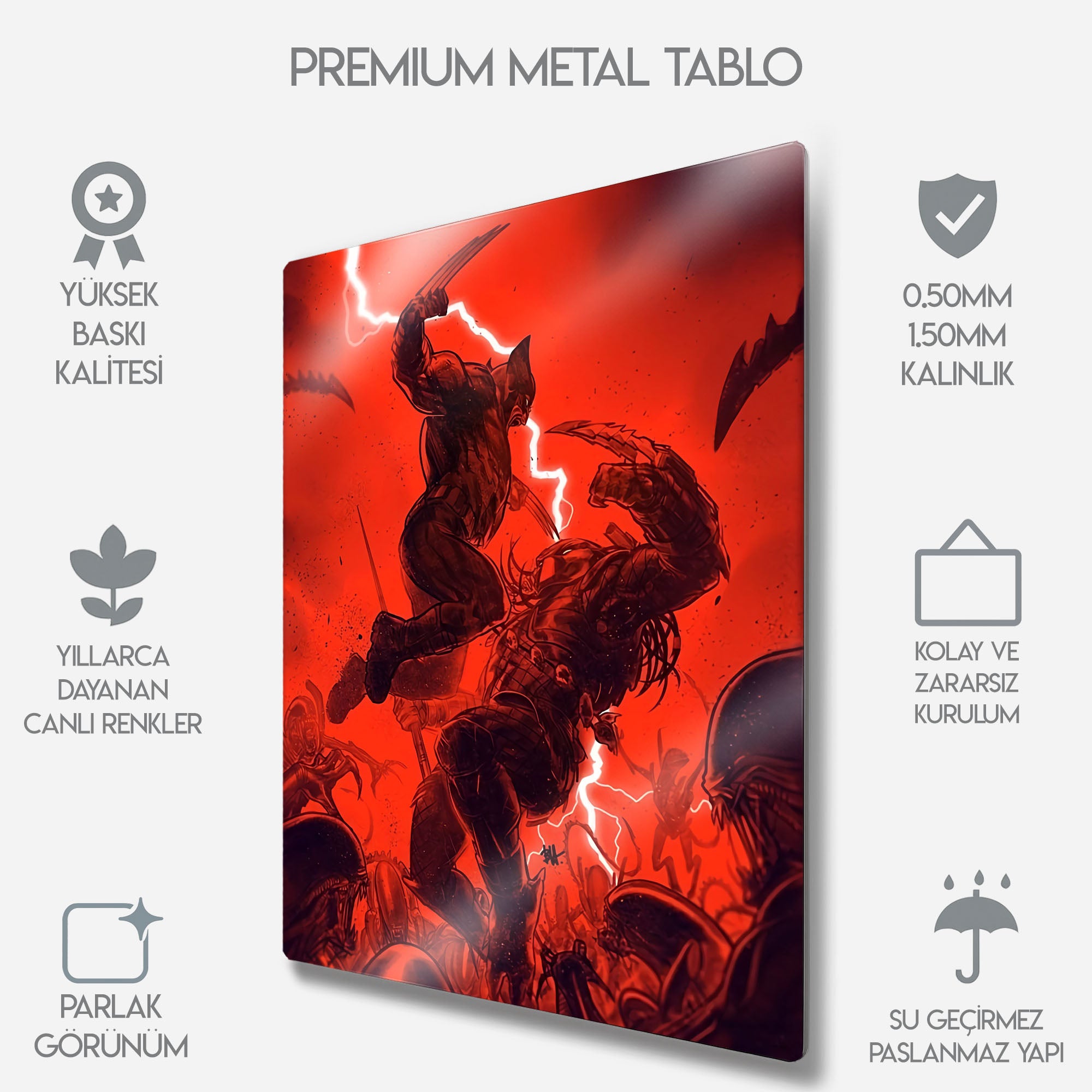 Wolverine vs Predator vs Alien - Metal Tablo