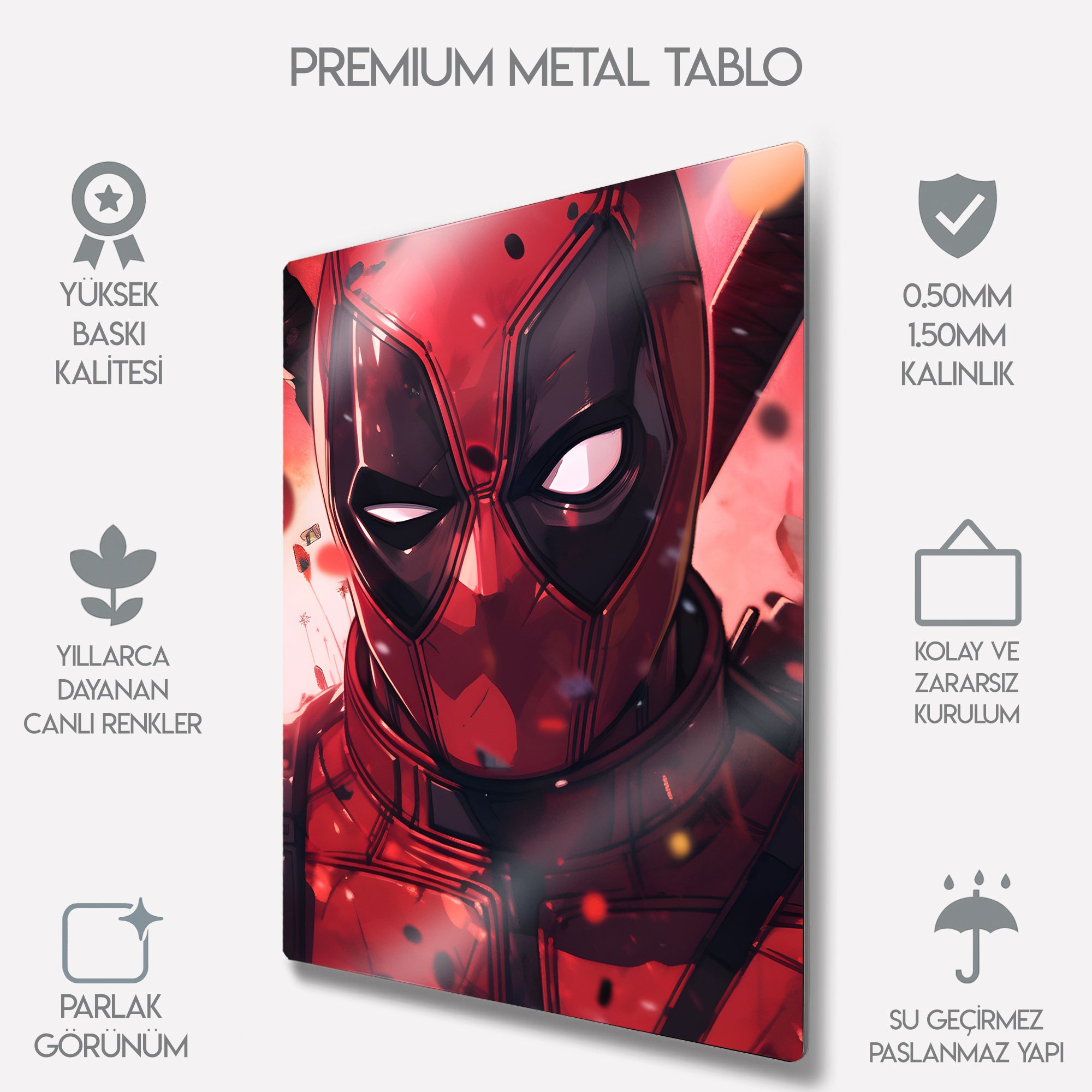 Deadpool Kırmızı Çizgi Roman Karakter - Metal Tablo