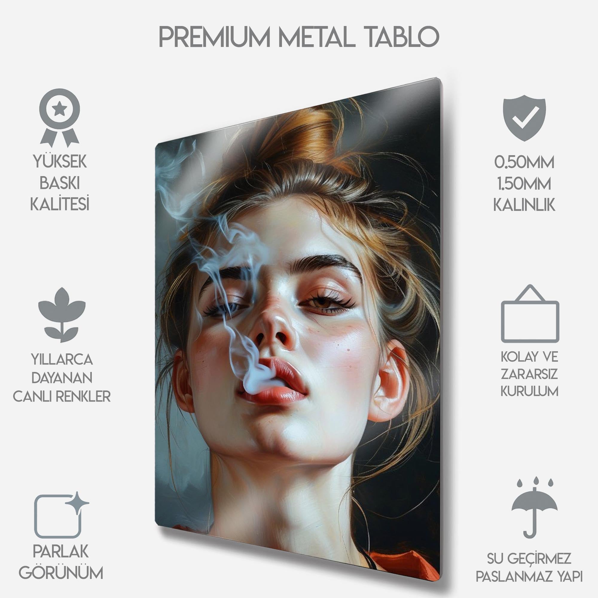 Duman Kadın Portre - Metal Tablo