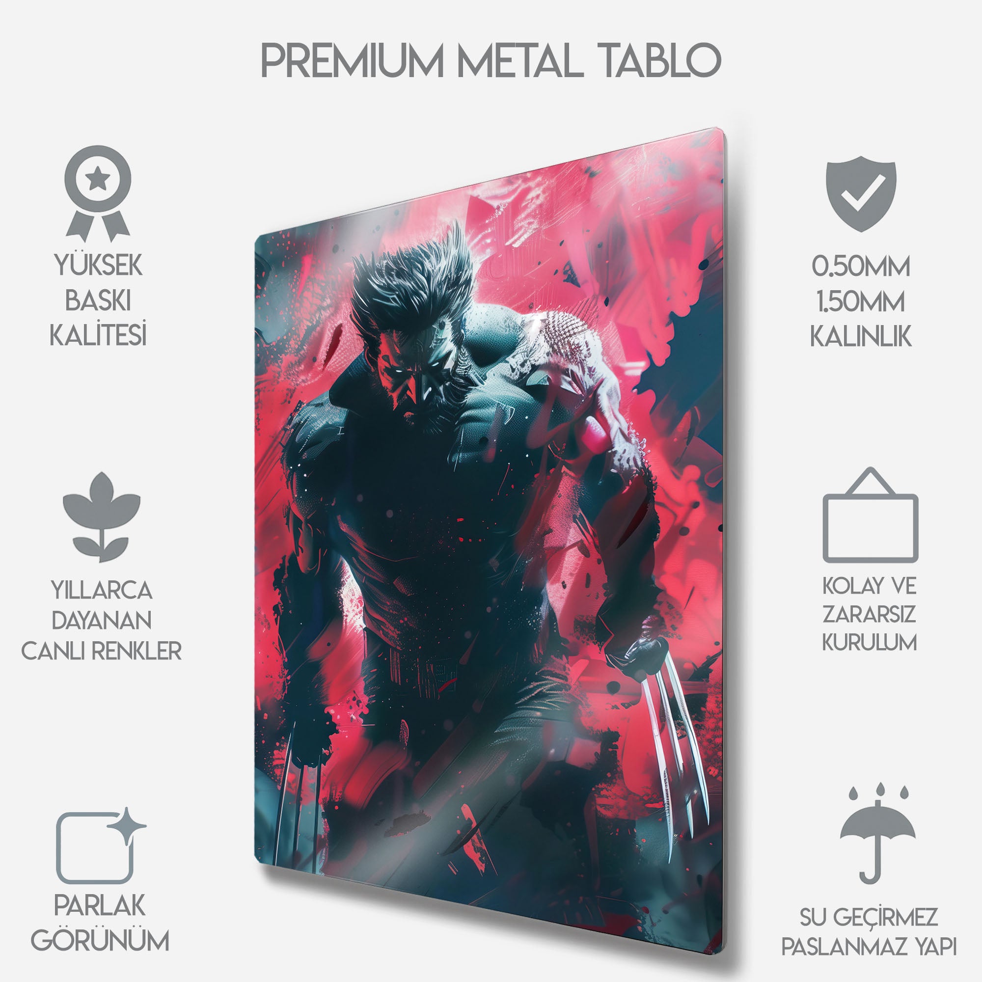 Marvel Wolverine Sanatsal - Metal Tablo
