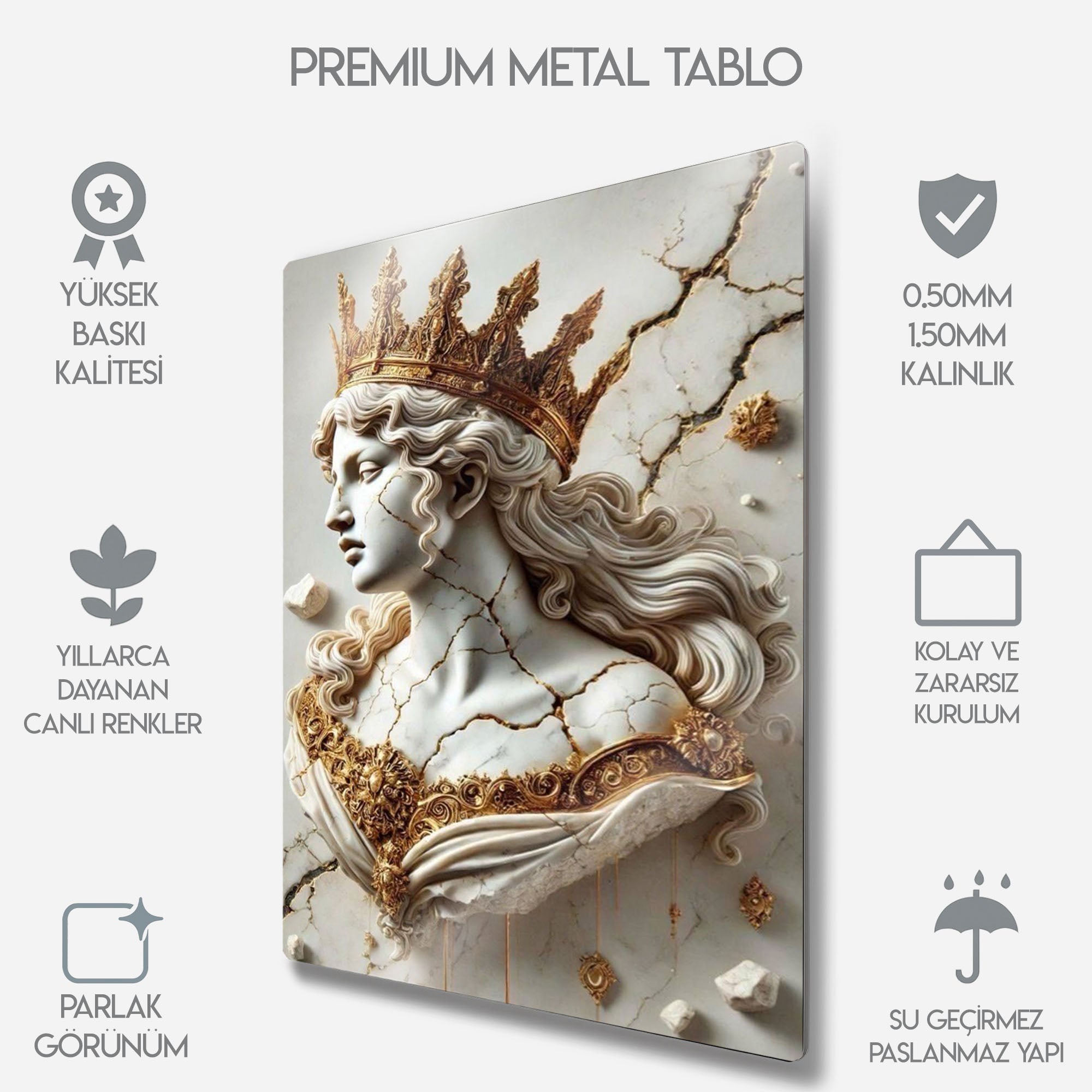 Kırık Kraliçe Heykeli - Metal Tablo