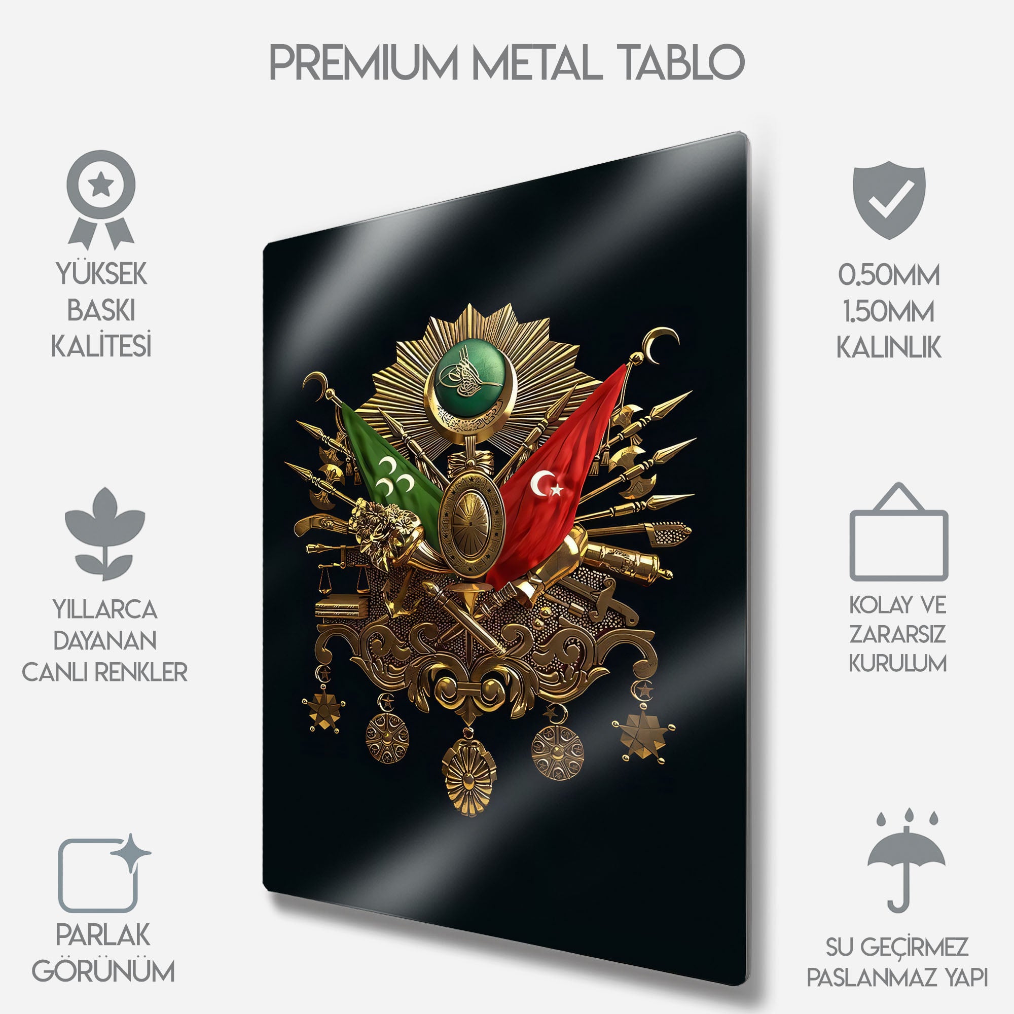 Osmanlı Arması Tuğra 3D - Metal Tablo