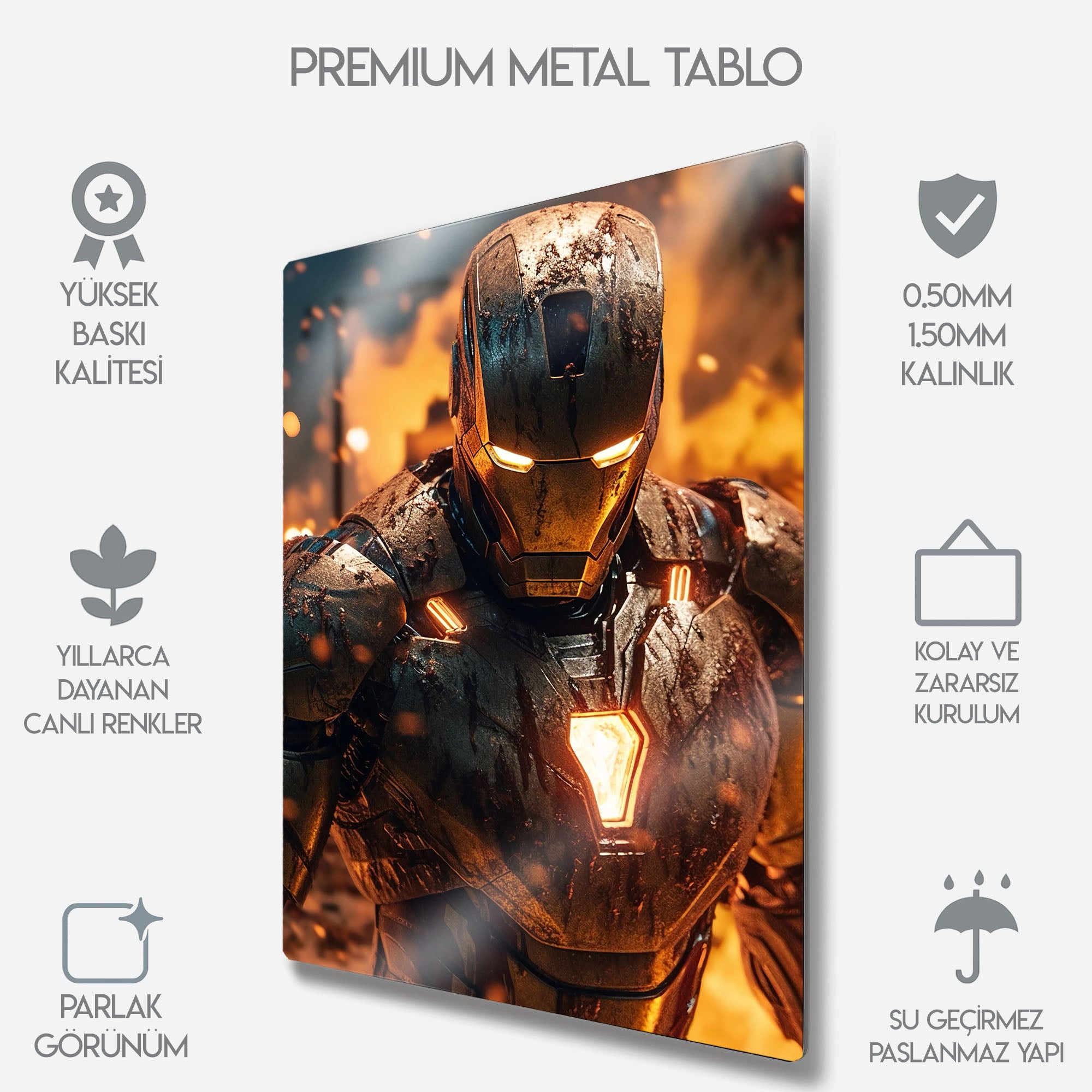 Savaşta Yıpranmış Iron Man - Metal Tablo