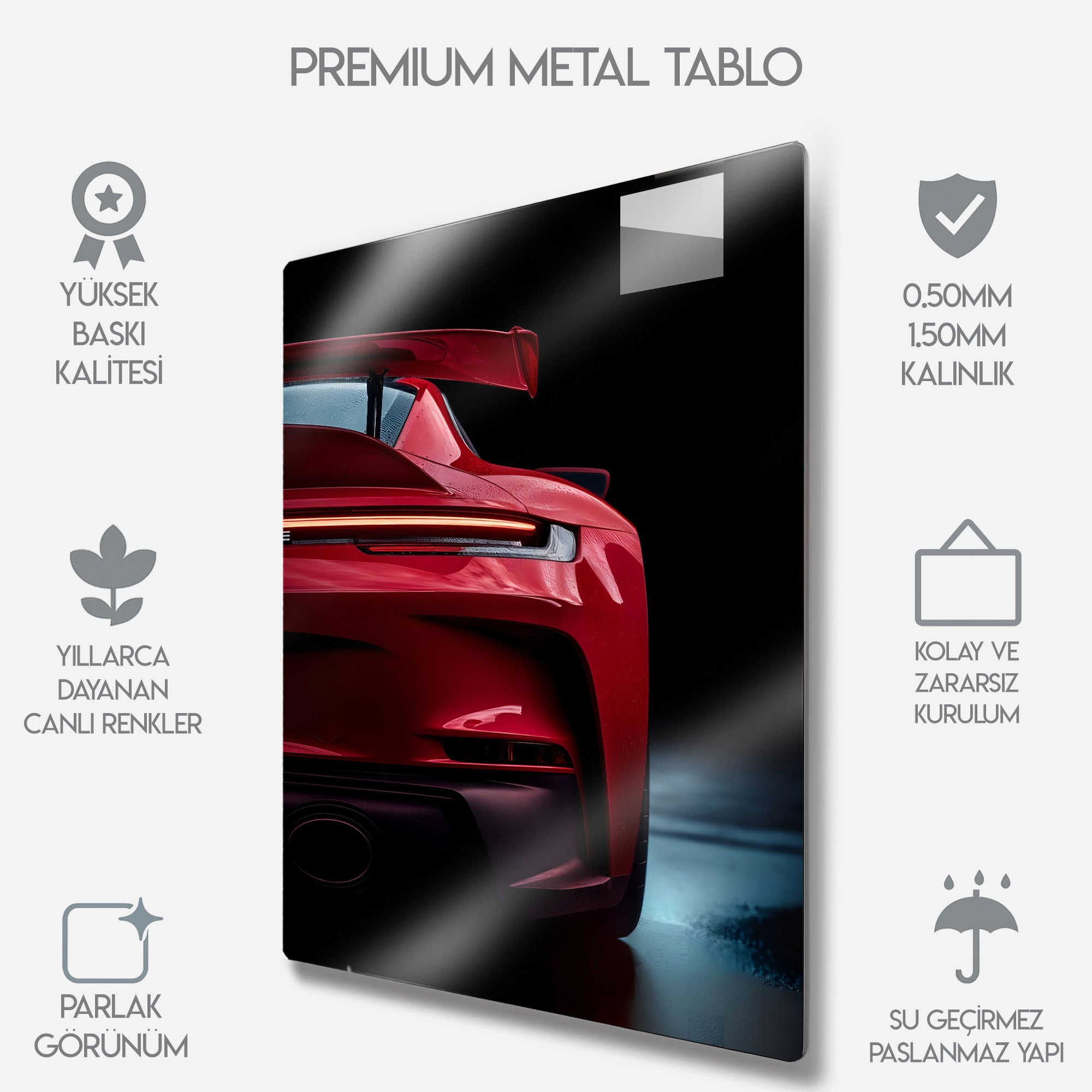 Porsche 911 GT3 Kırmızı - Metal Tablo