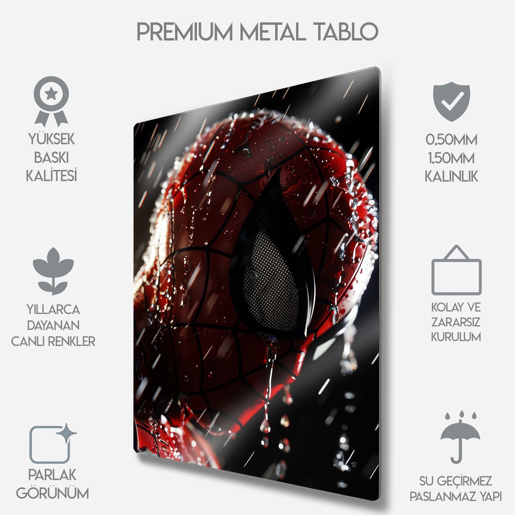 Spider-Man Yağmurda - Metal Tablo