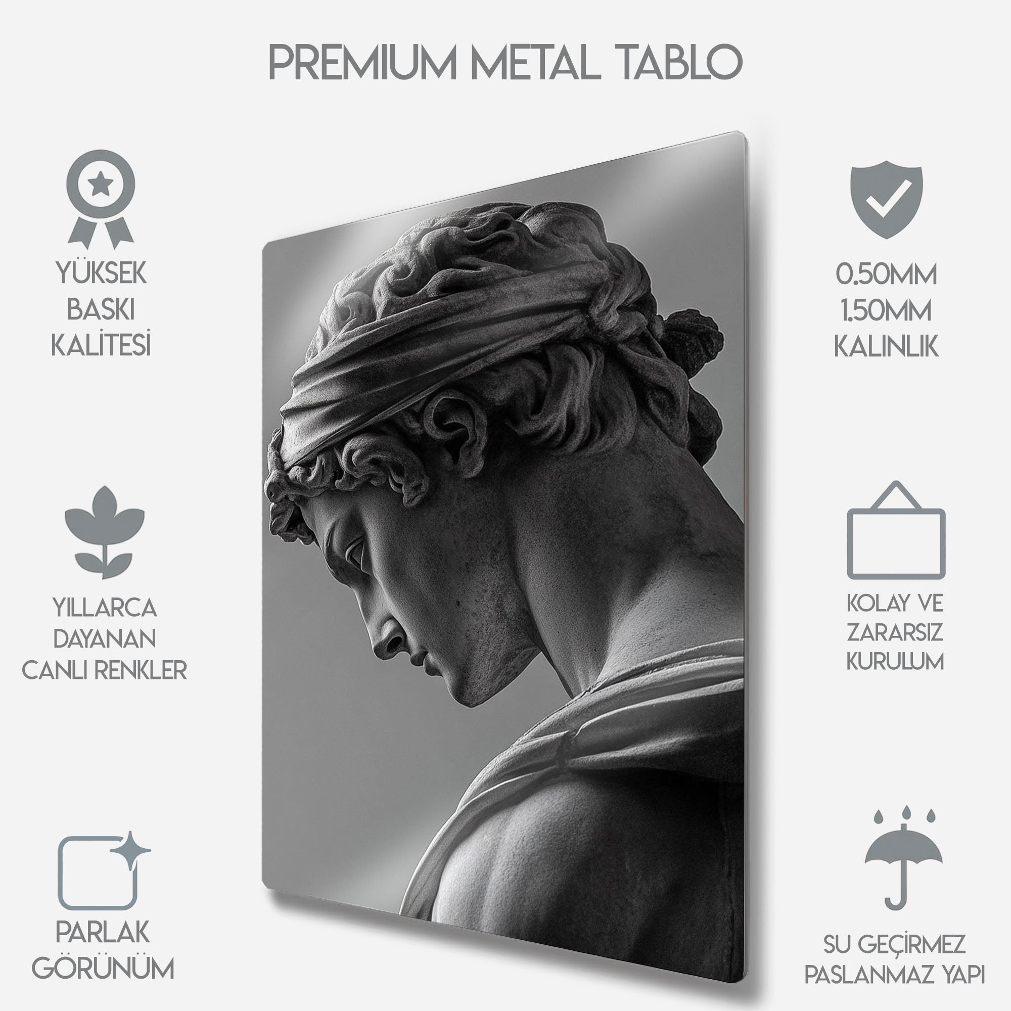 Hüzünlü Savaşçı Heykeli - Metal Tablo