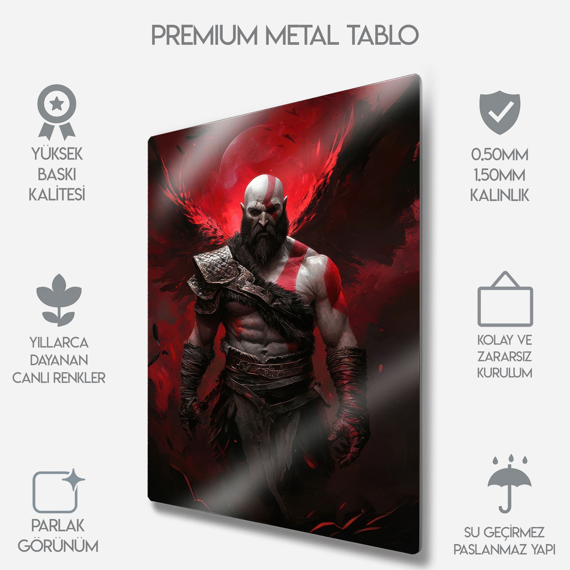 Kratos, God of War Oyun Karakteri - Metal Tablo