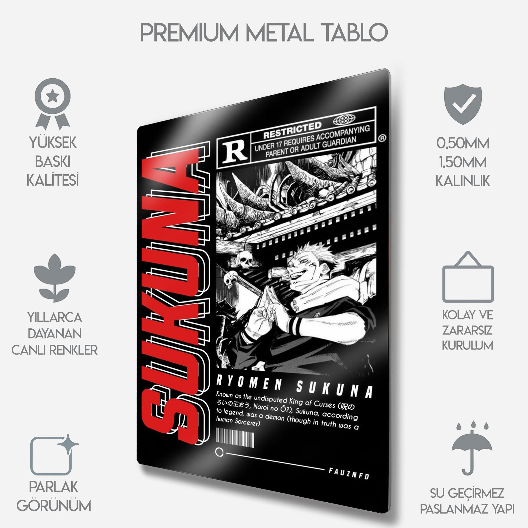 Jujutsu Kaisen Ryomen Sukuna - Metal Tablo