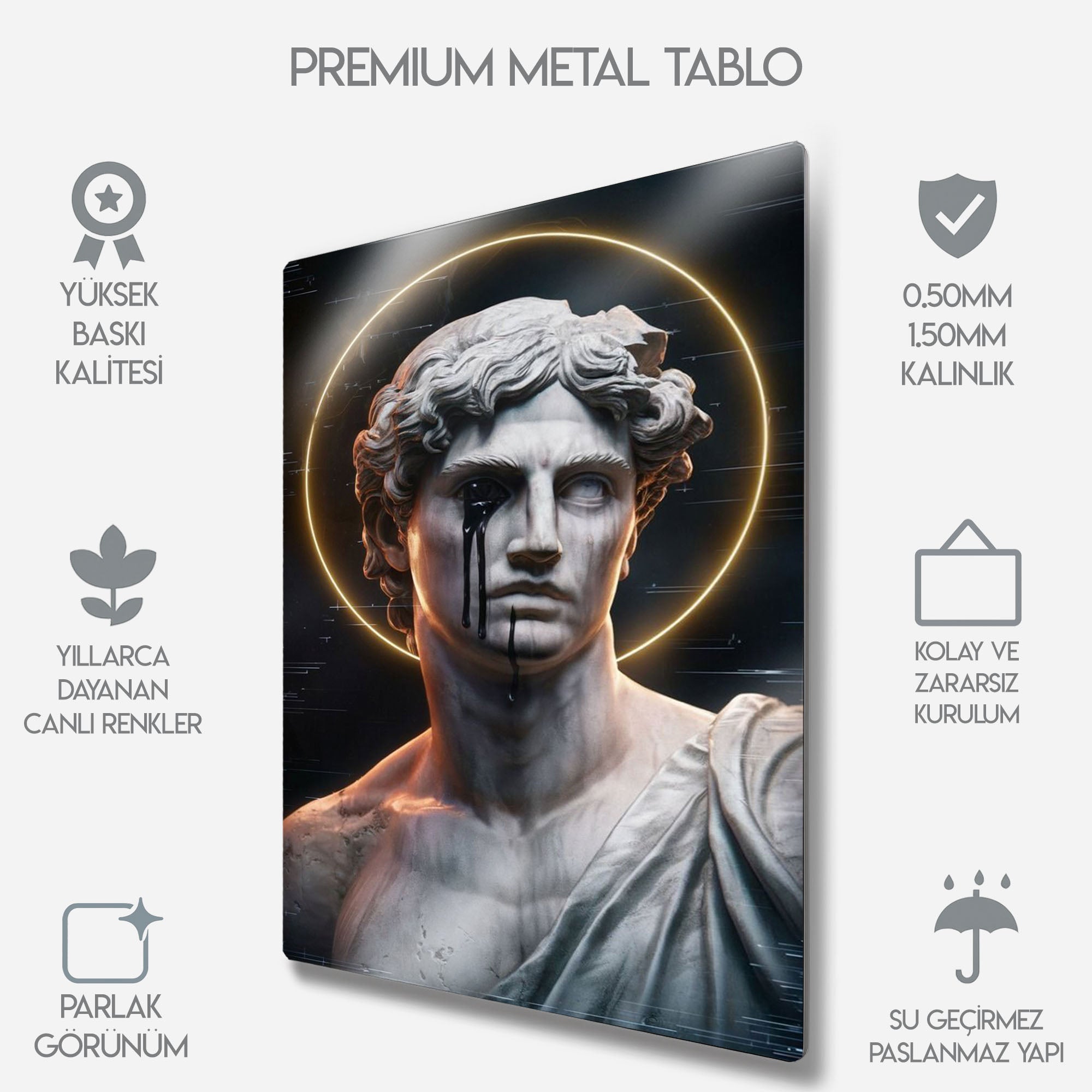 Ağlayan Heykel Neon - Metal Tablo