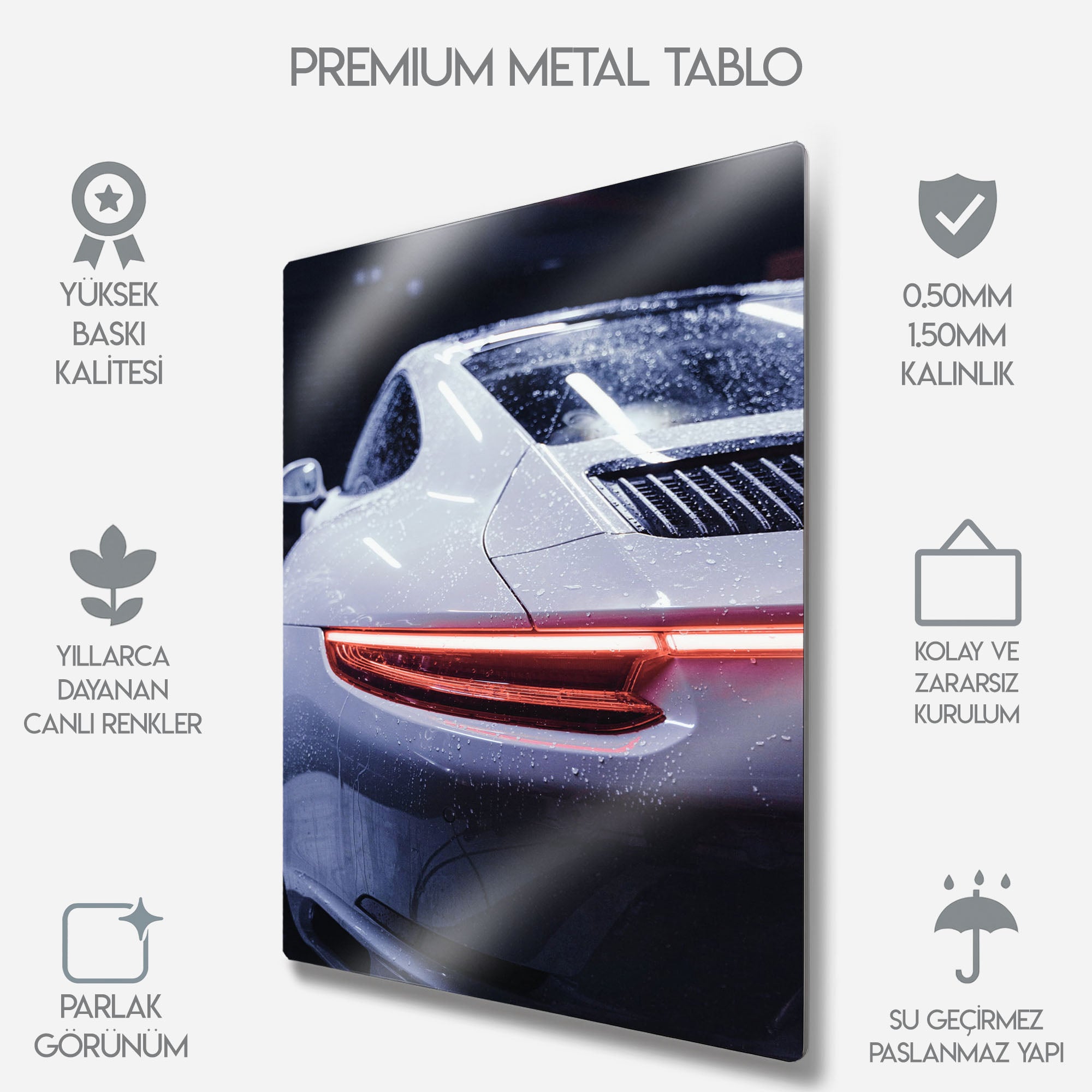 Porsche 911 Arka Tasarım - Metal Tablo