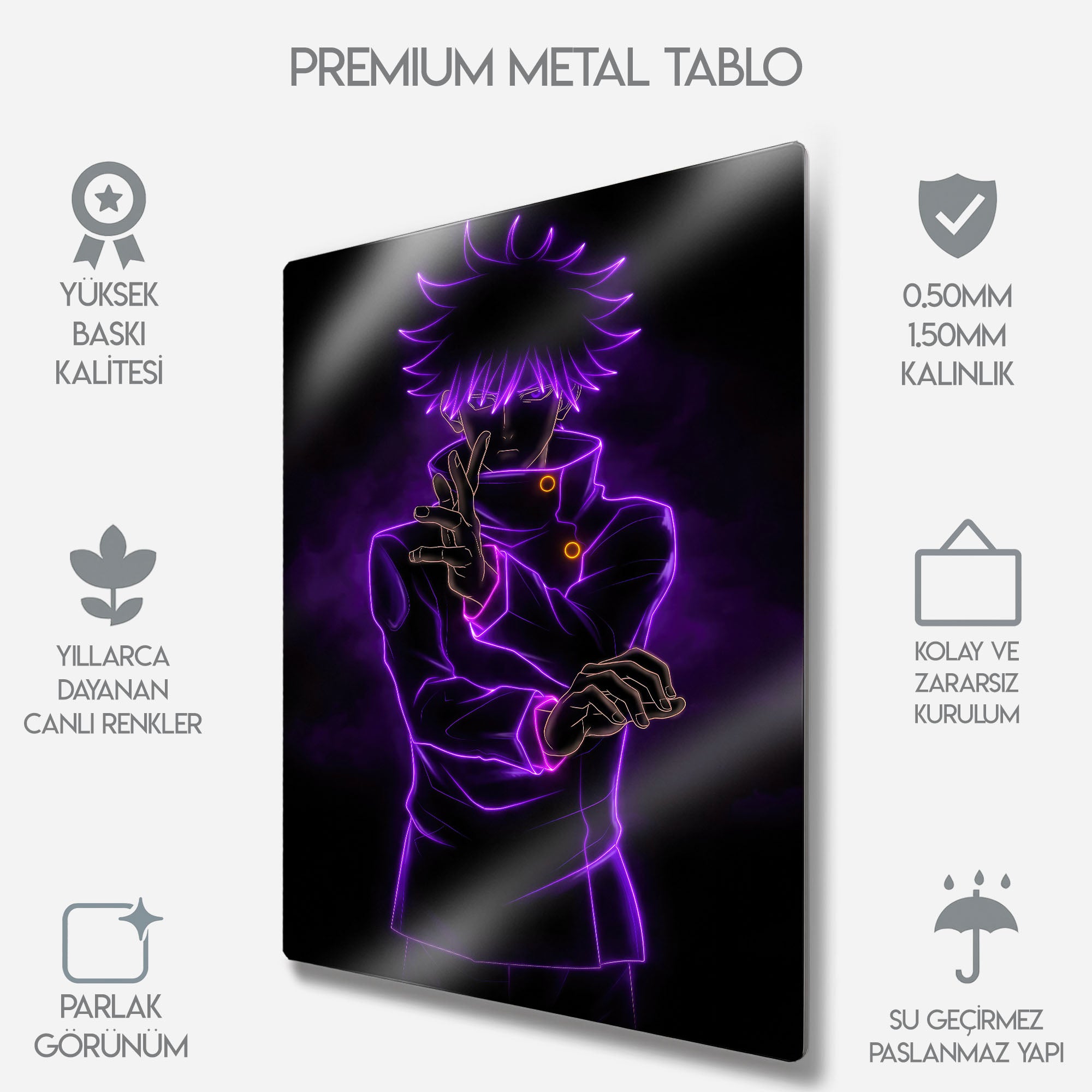 Jujutsu Kaisen Megumi Fushiguro Neon - Metal Tablo
