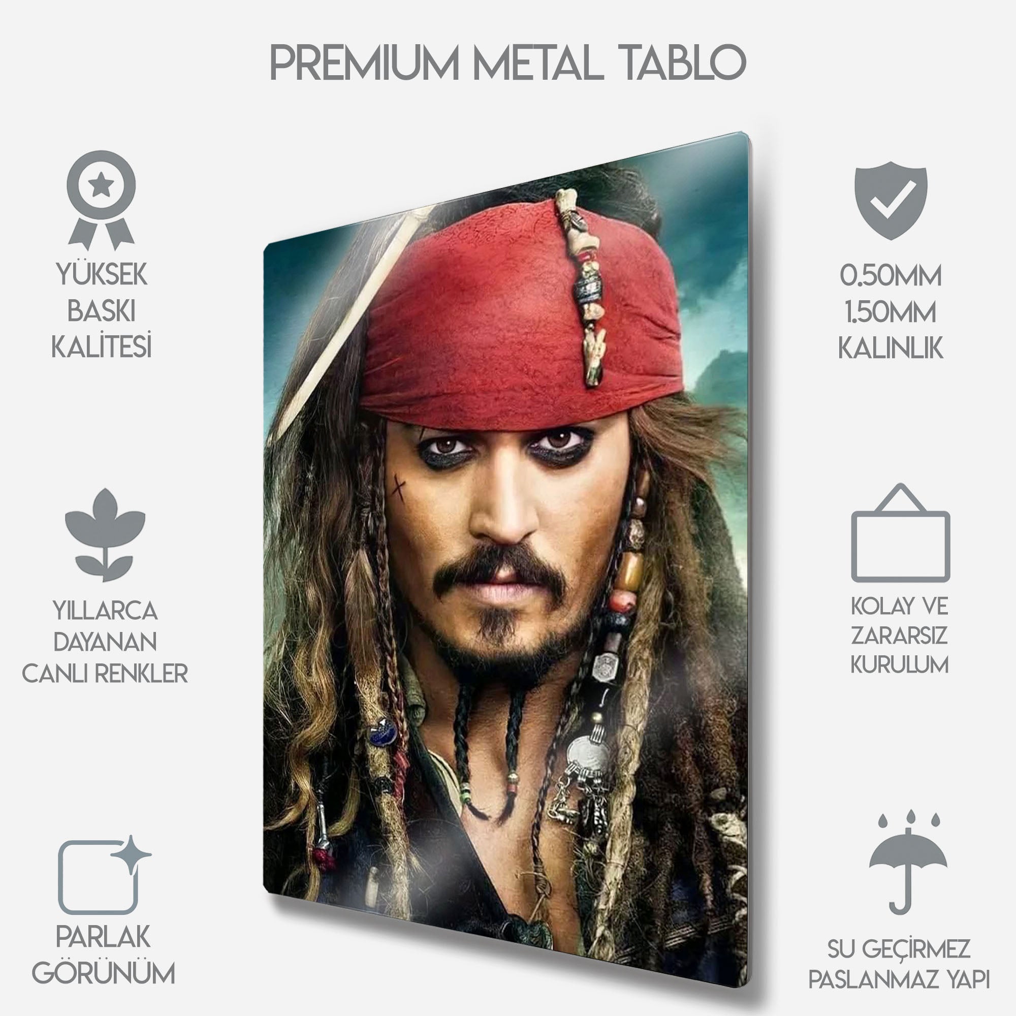 Karayip Korsanları Jack Sparrow - Metal Tablo
