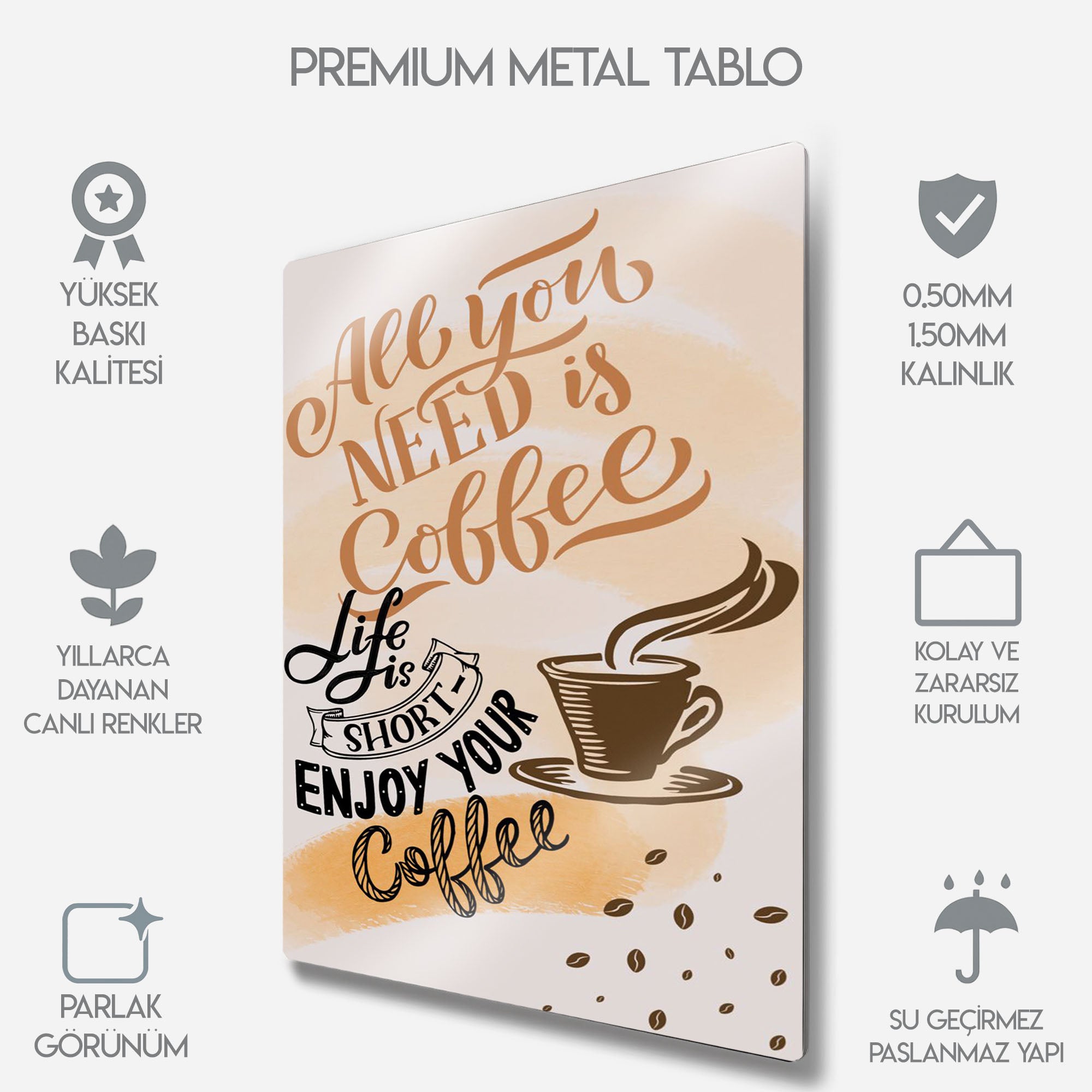 Enjoy Your Coffee - Metal Tablo