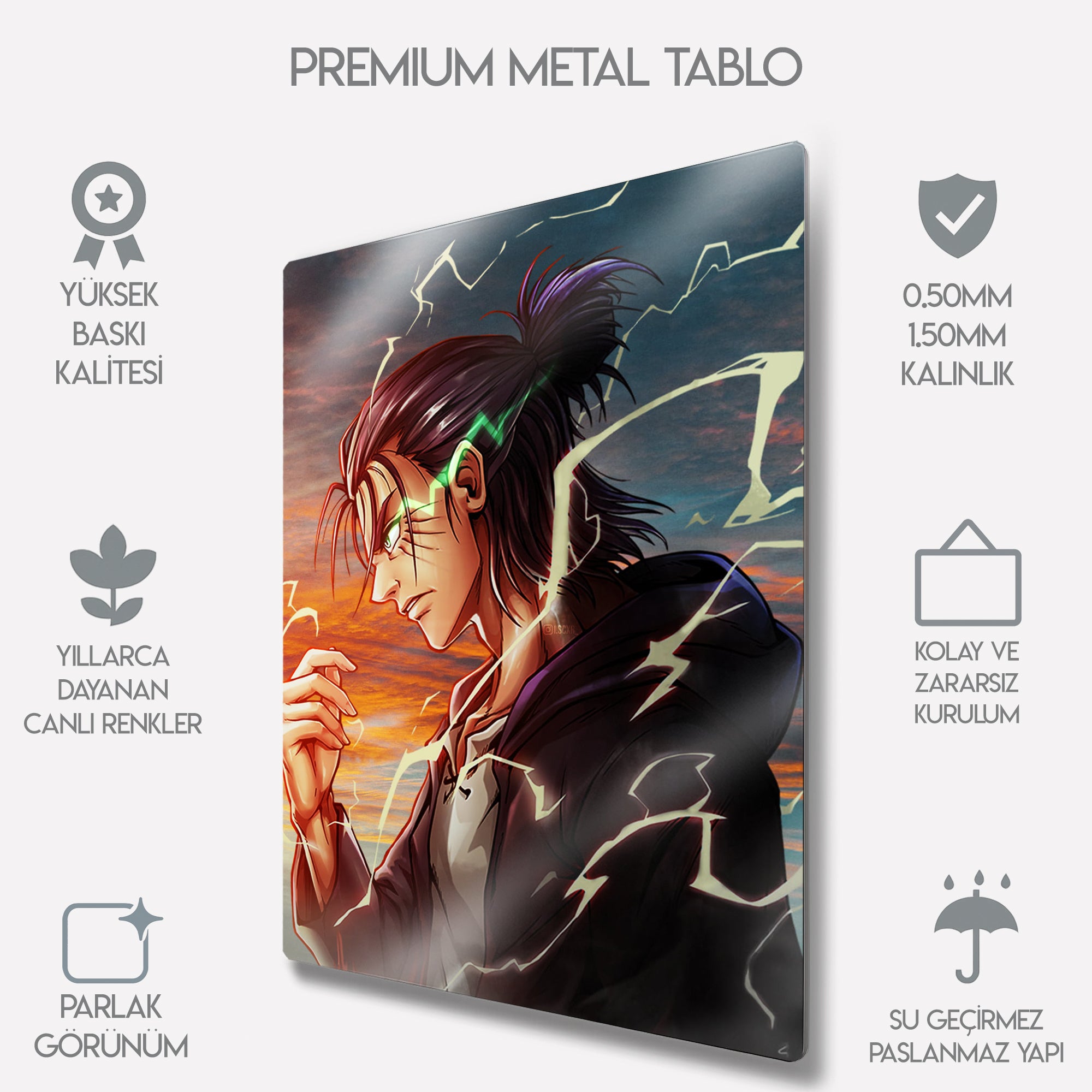 Eren Yeager, Attack on Titan Anime Duvar Dekoru - Metal Tablo