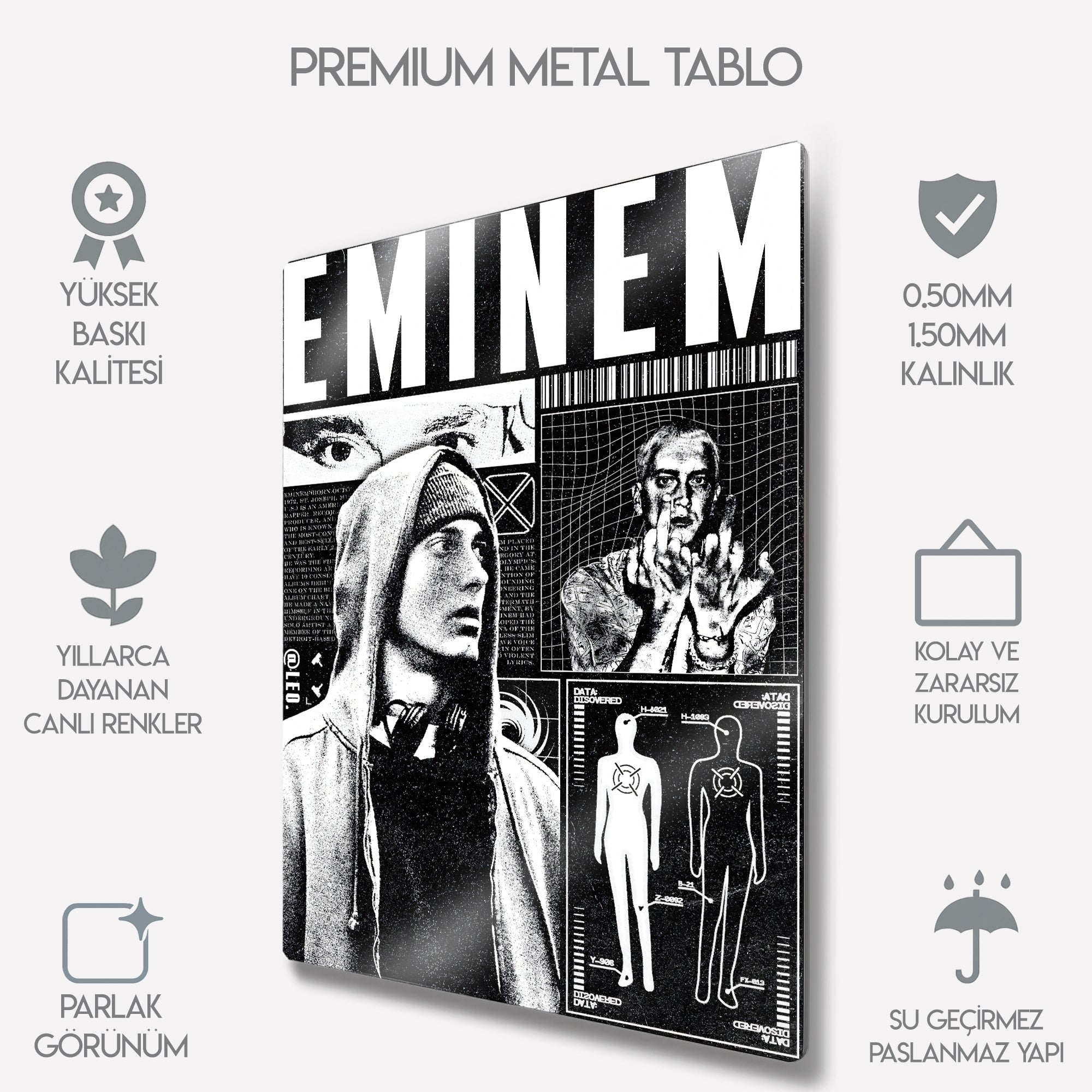 Eminem Poster, Rap Müzik Duvar Dekoru - Metal Tablo
