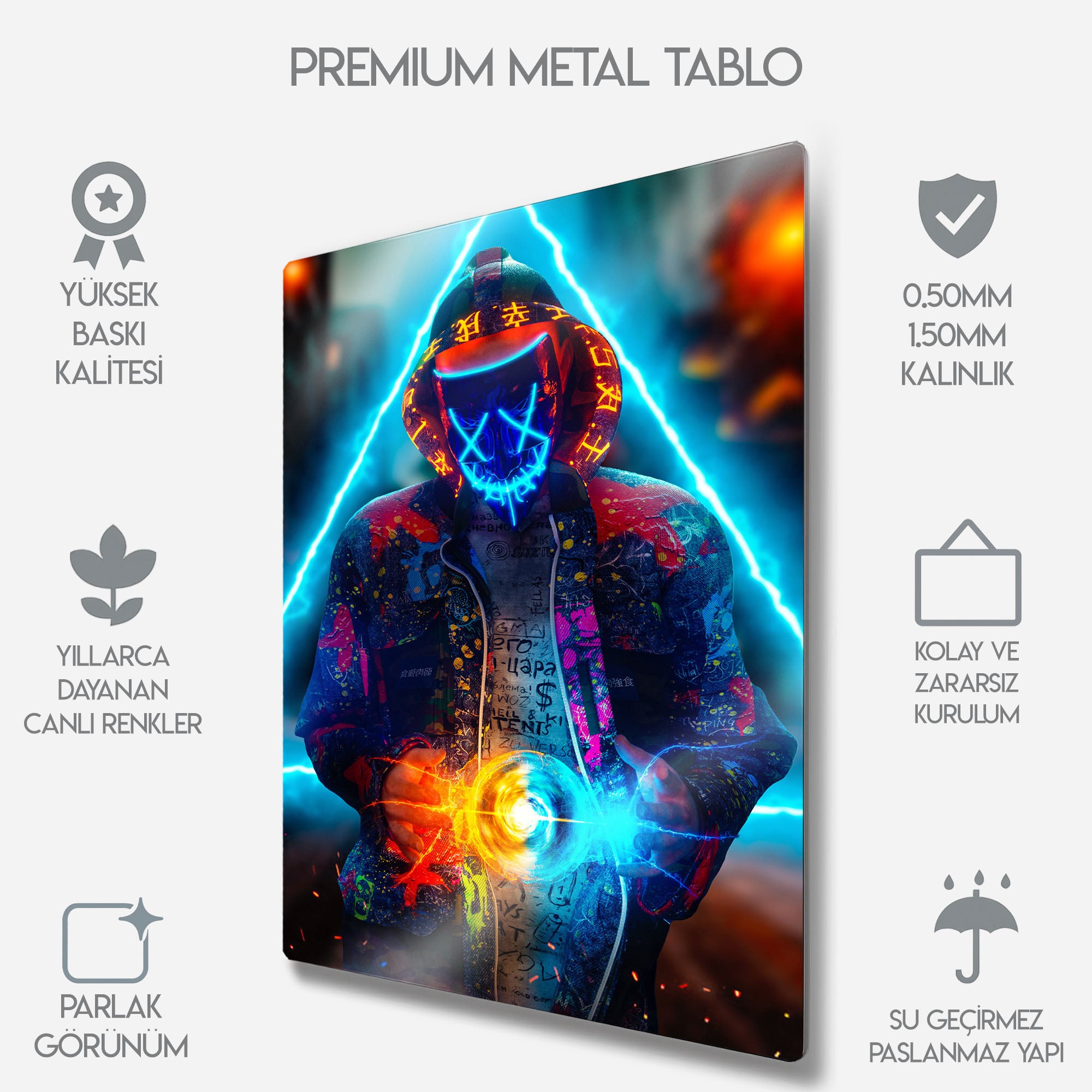 Neon Enerji Küresi - Metal Tablo