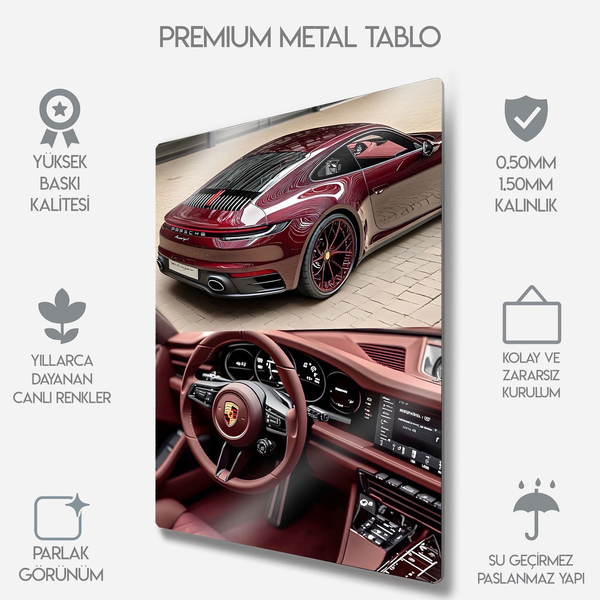 Porsche 911 Vişne Çürüğü - Metal Tablo