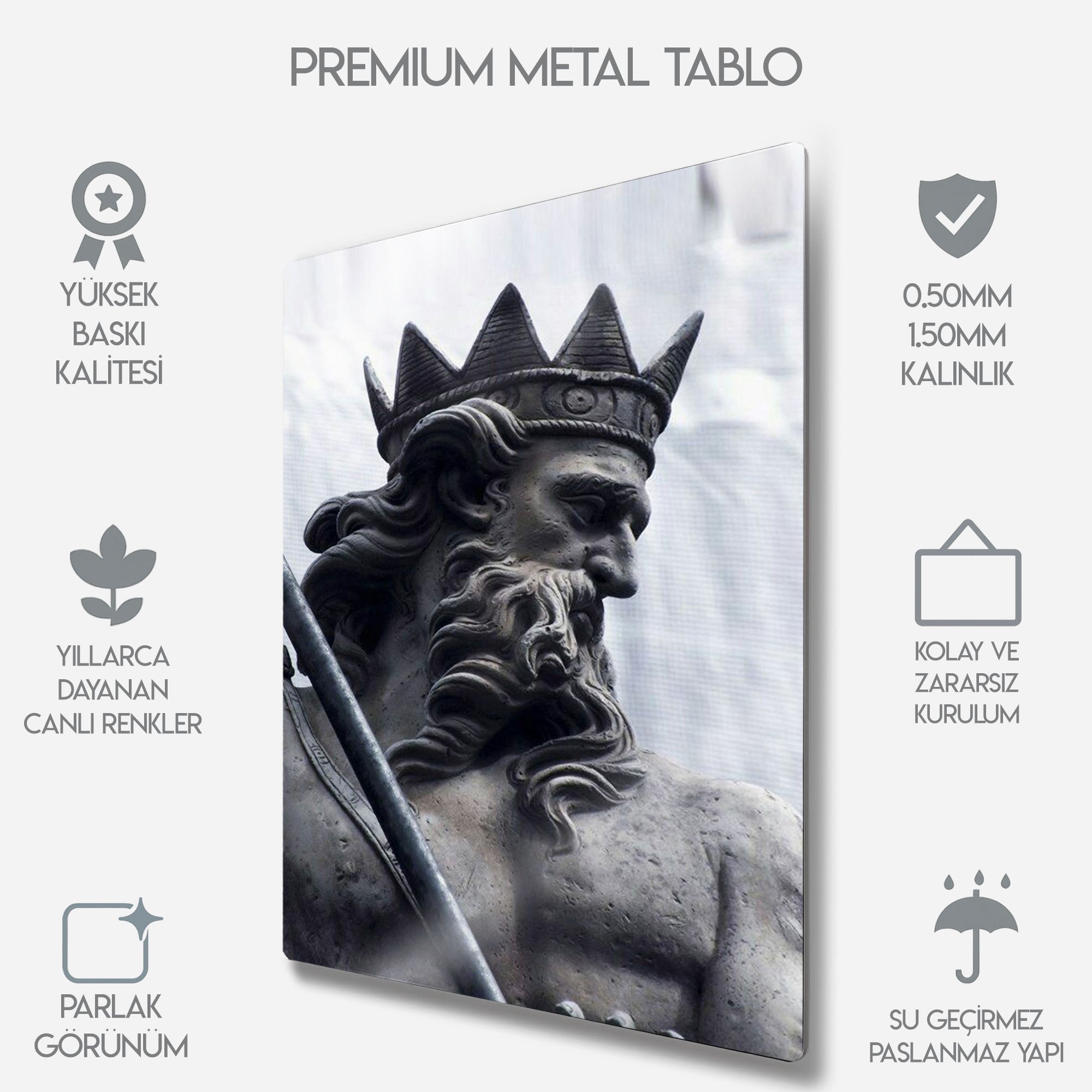 Poseidon Heykeli - Metal Tablo