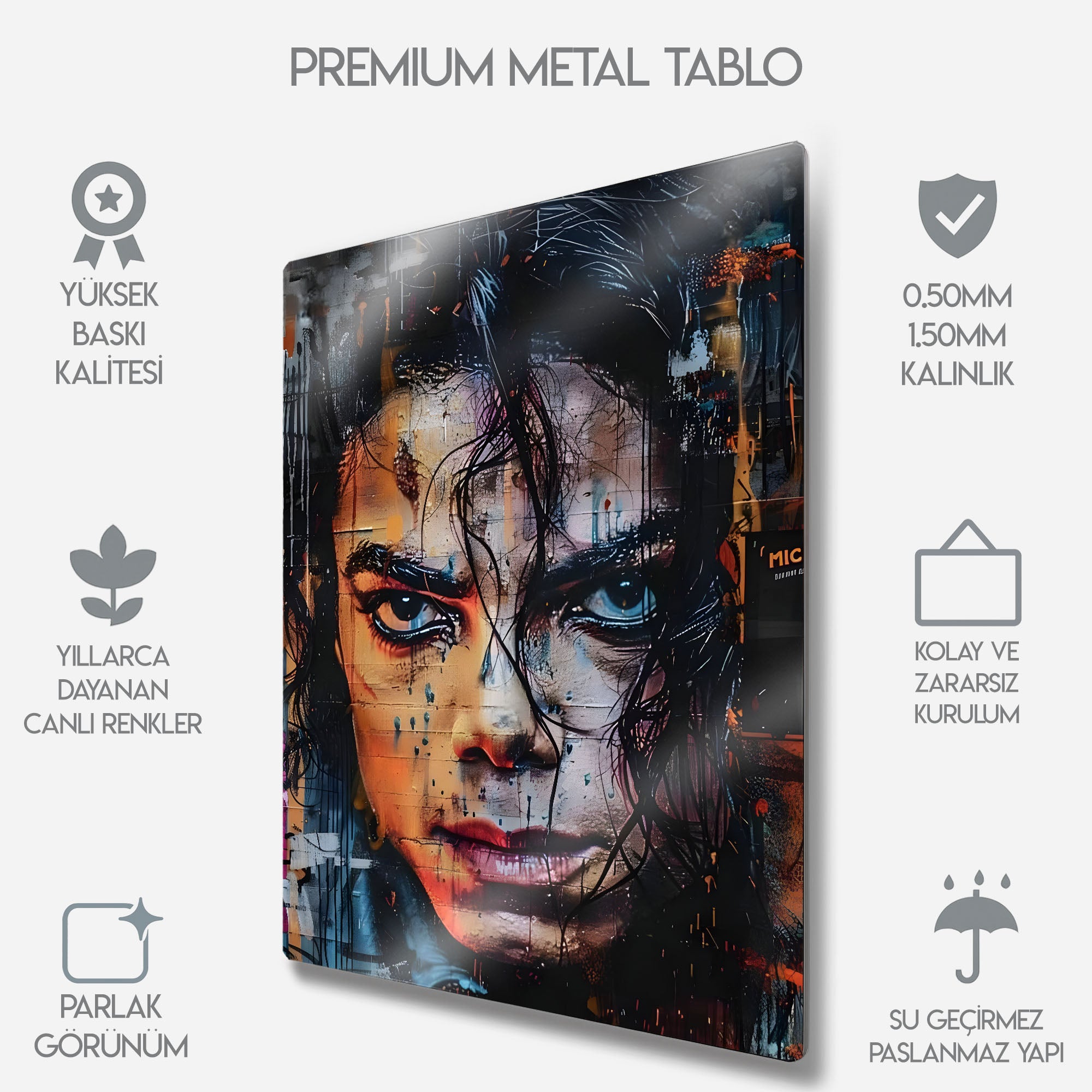 Michael Jackson Street Art - Metal Tablo
