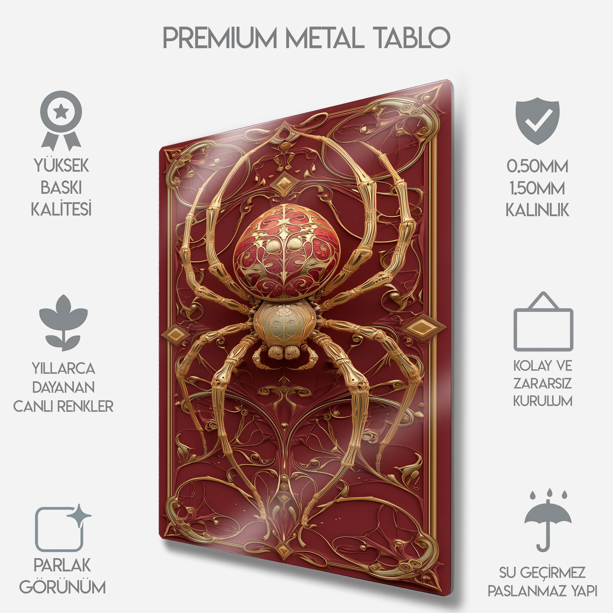 Art Nouveau Altın Örümcek - Metal Tablo