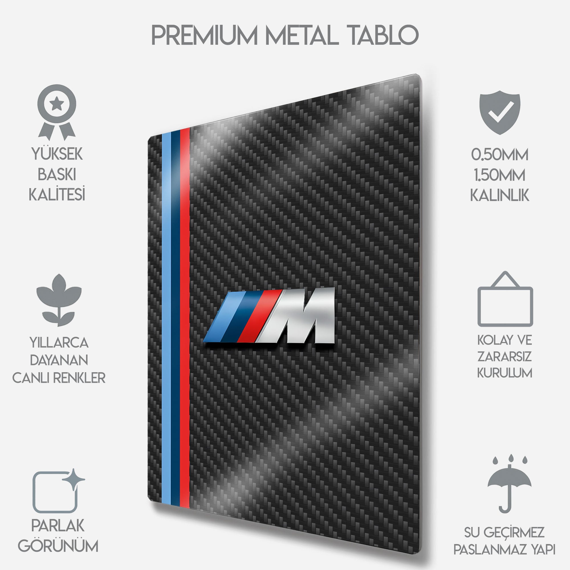 BMW M Power Karbon Fiber - Metal Tablo