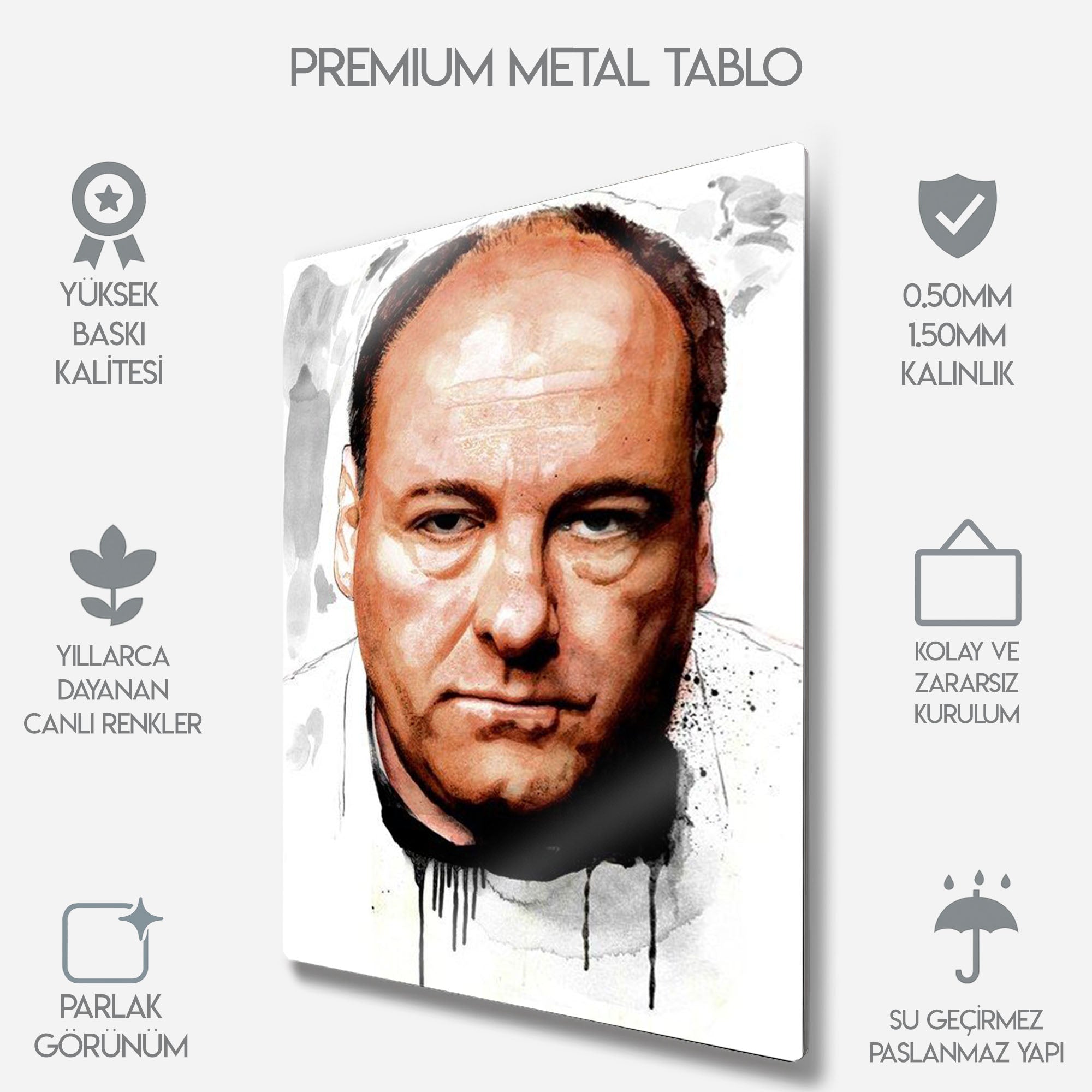 The Sopranos Tony Soprano Suluboya Portre - Metal Tablo