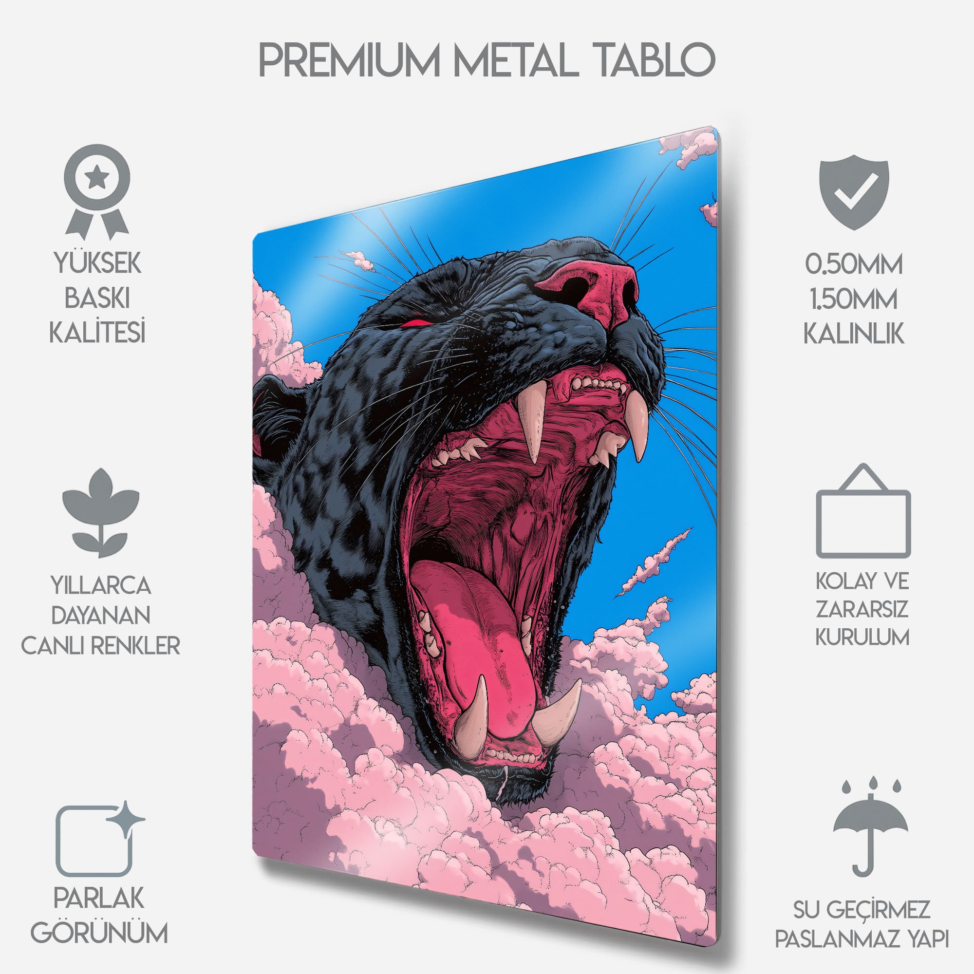 Kükreyen Kara Panter - Metal Tablo