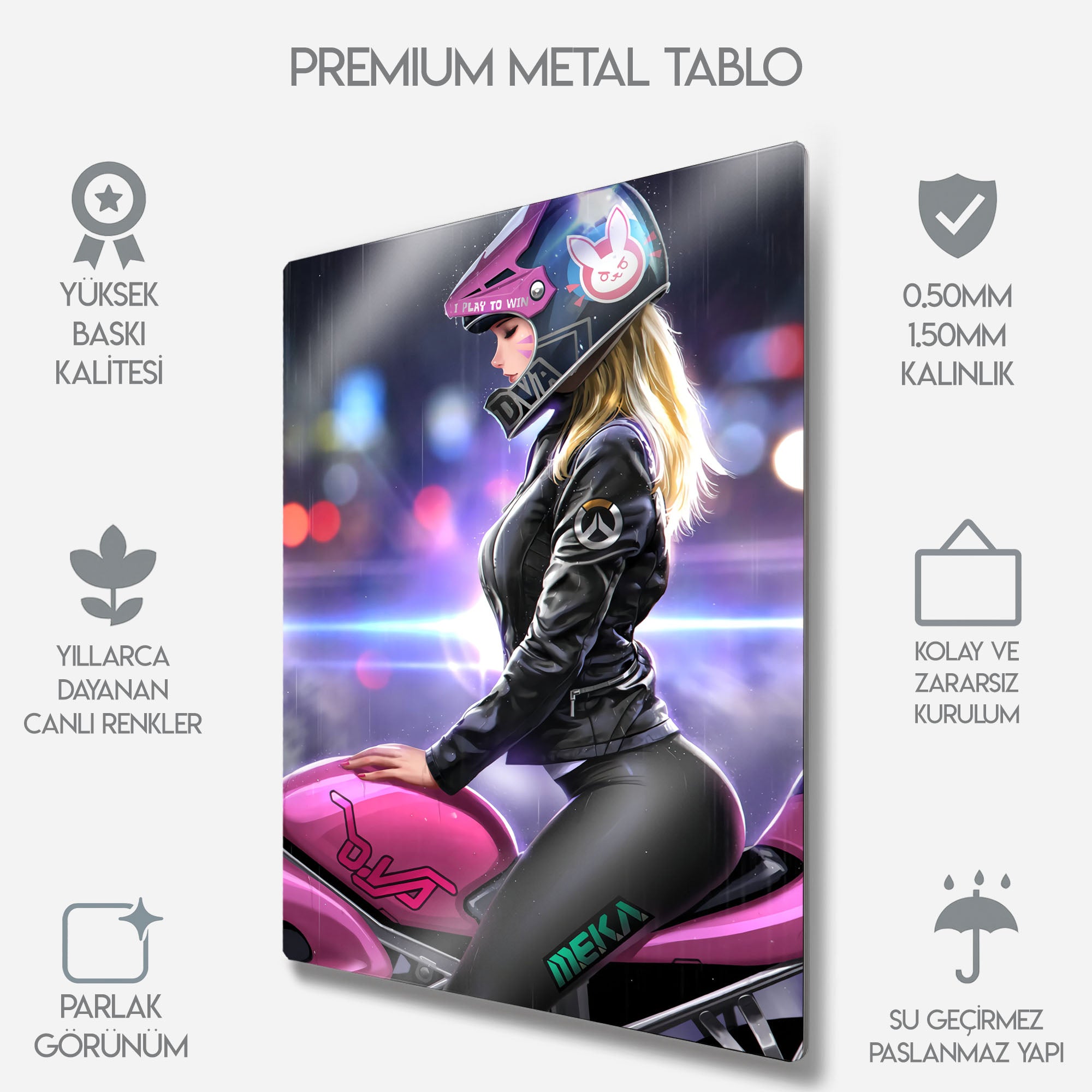 Overwatch Biker D.Va - Metal Tablo