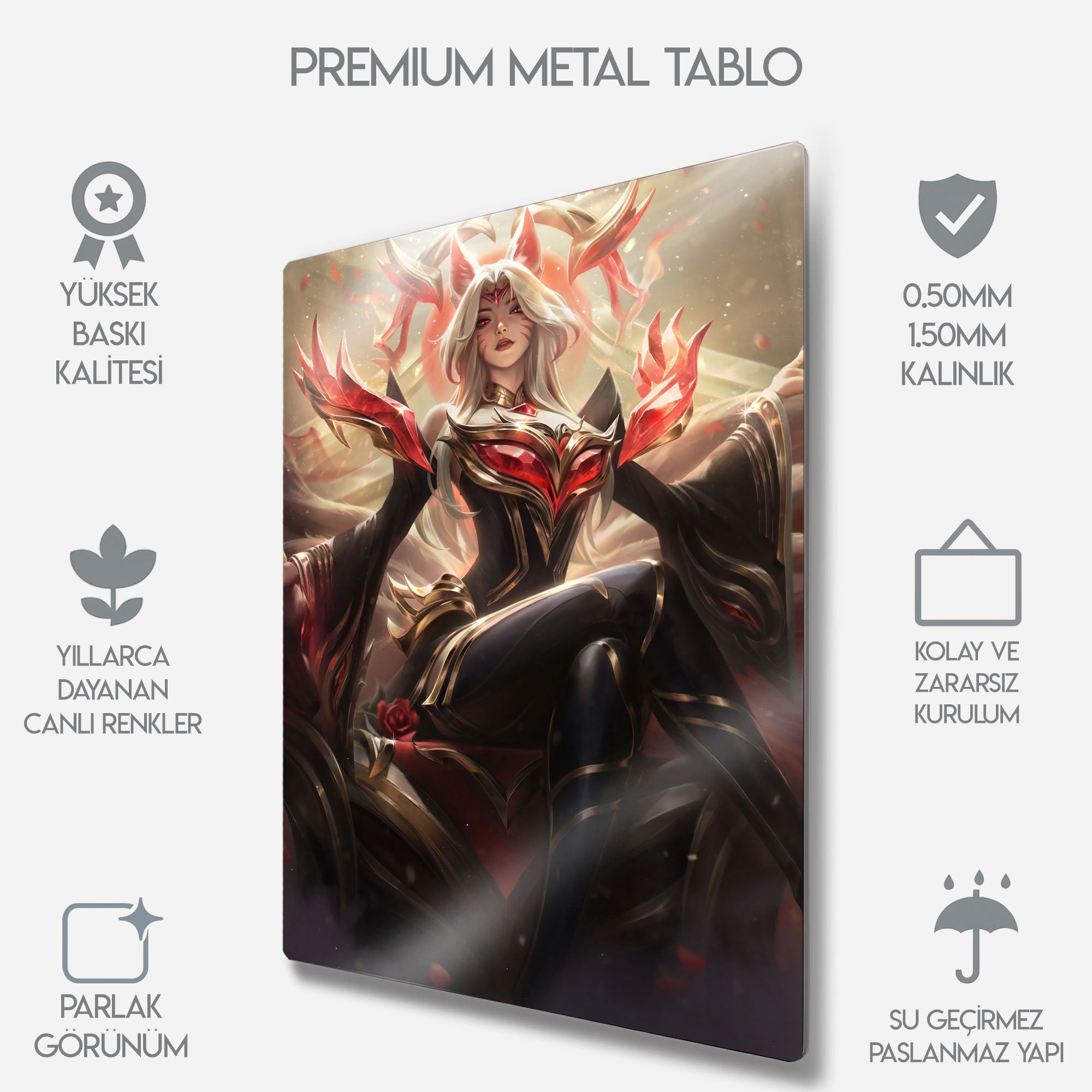 Ölümsüz Efsane Ahri - Metal Tablo