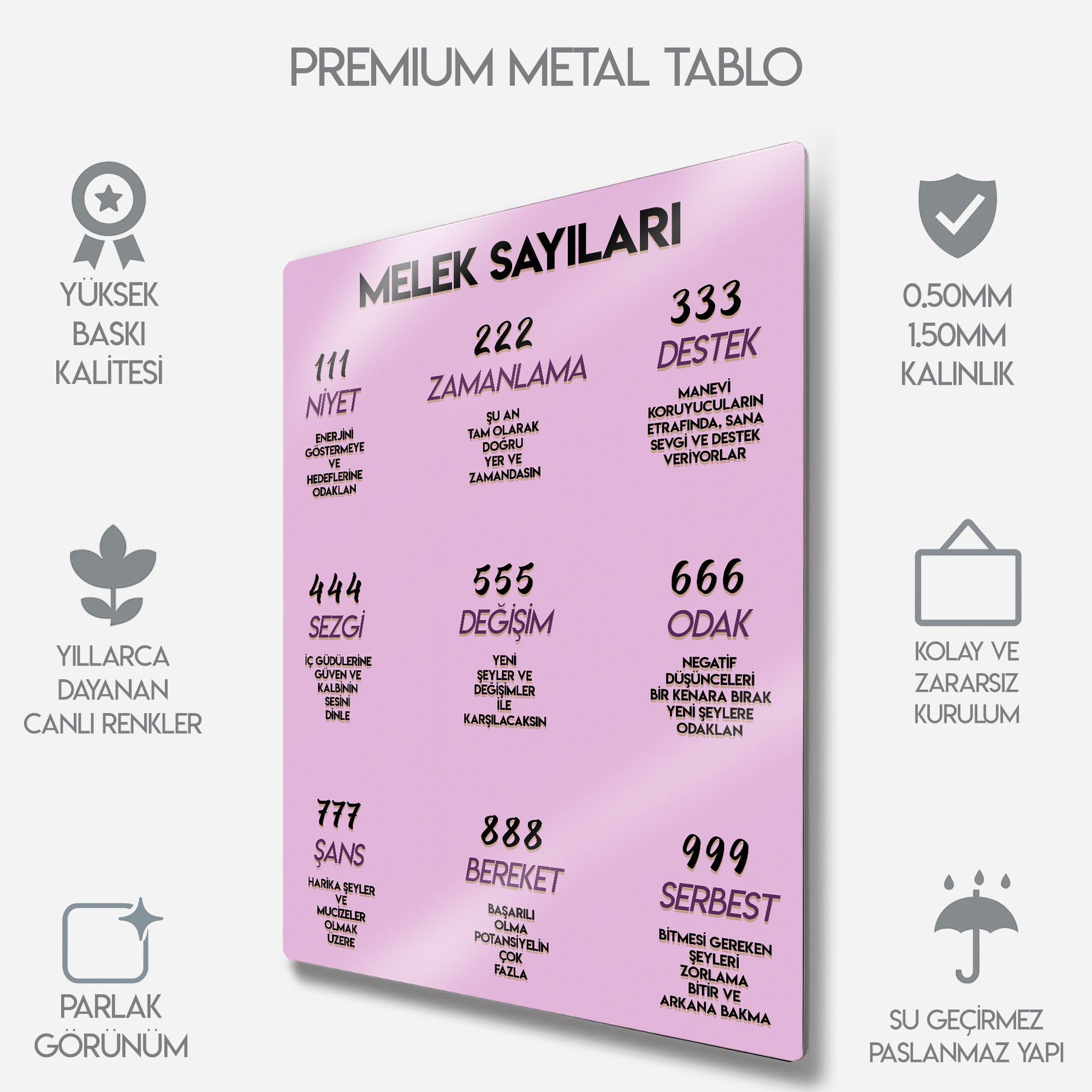 Melek Sayıları Anlamları - Metal Tablo