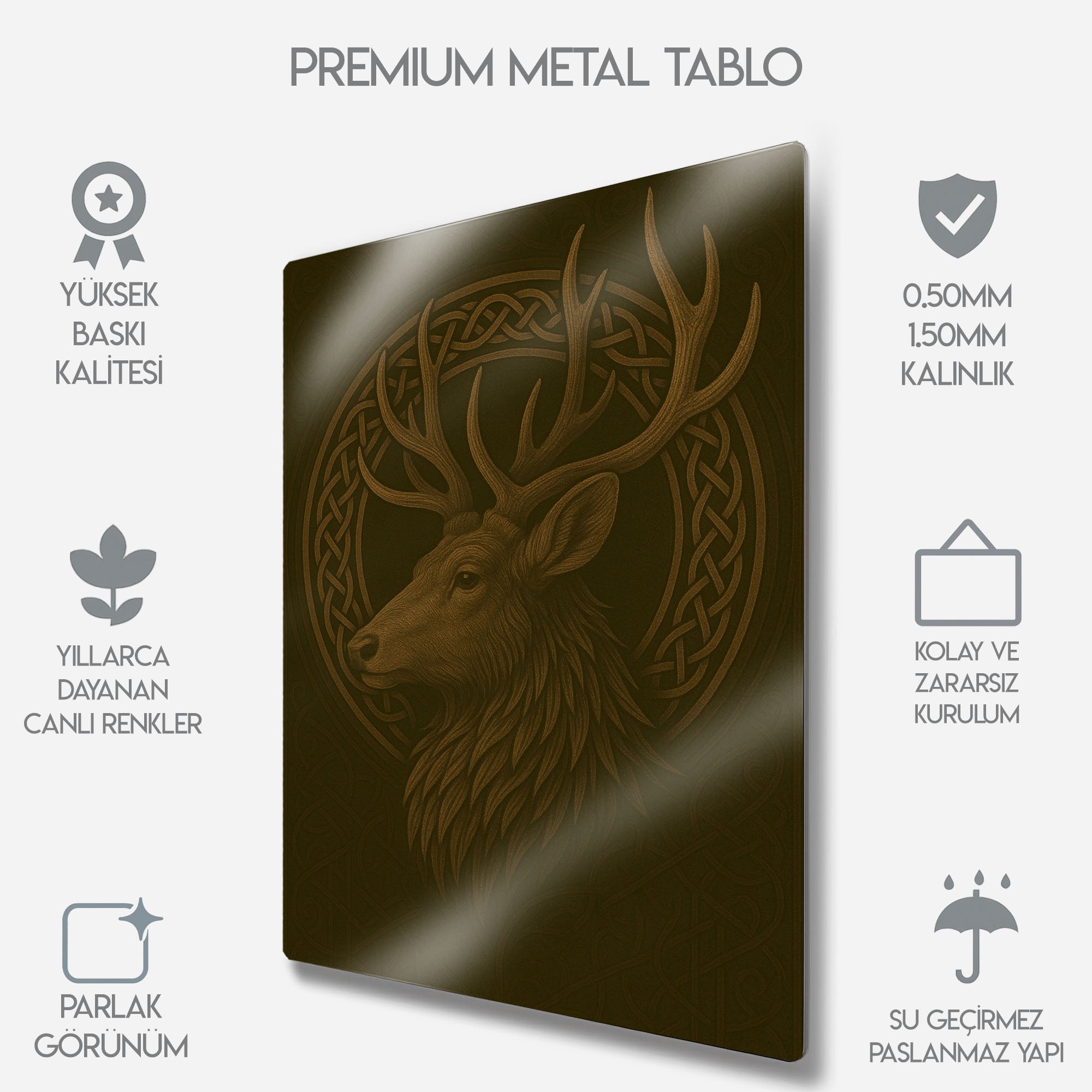 Kelt Desenli Geyik - Metal Tablo
