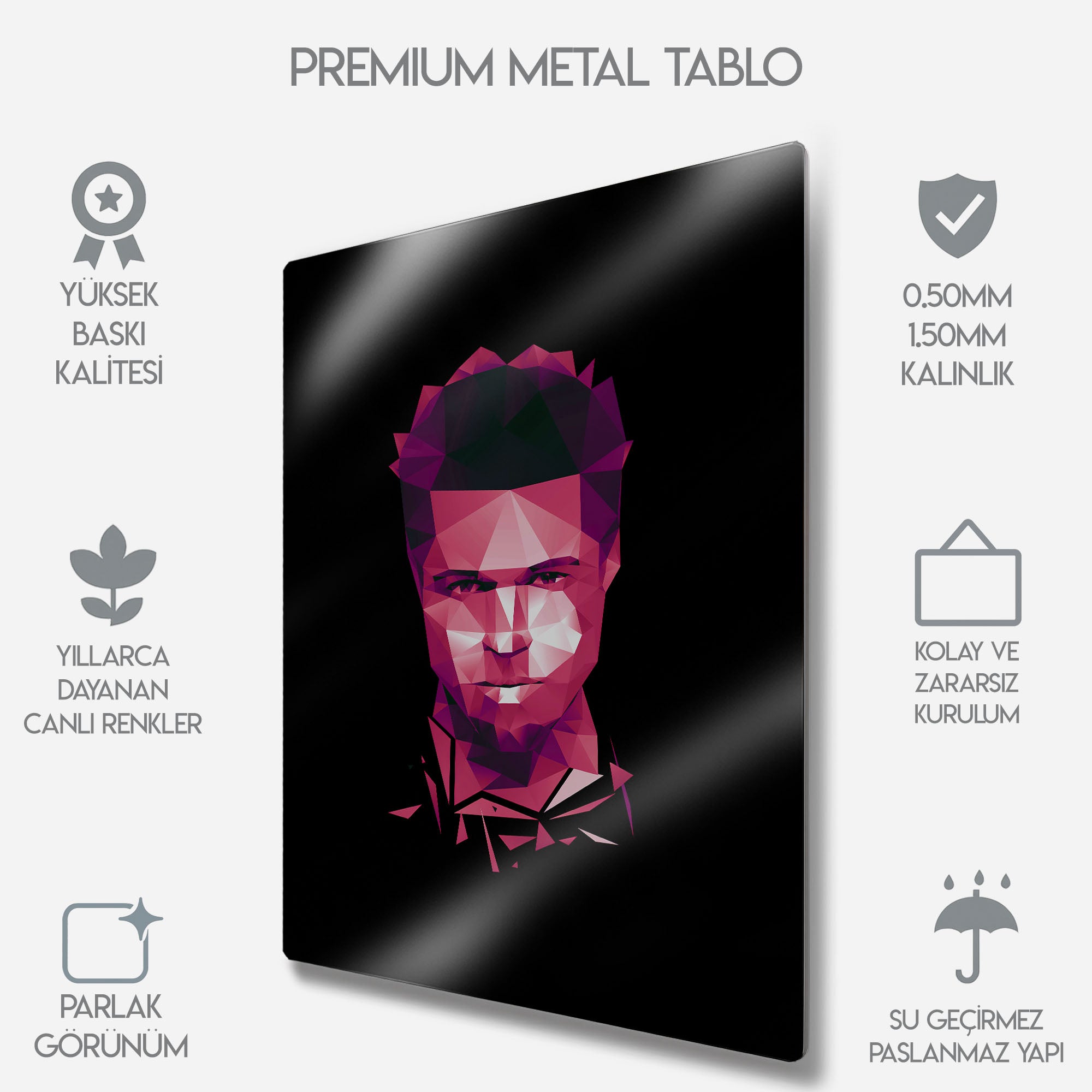 Fight Club Tyler Durden Poligonal - Metal Tablo