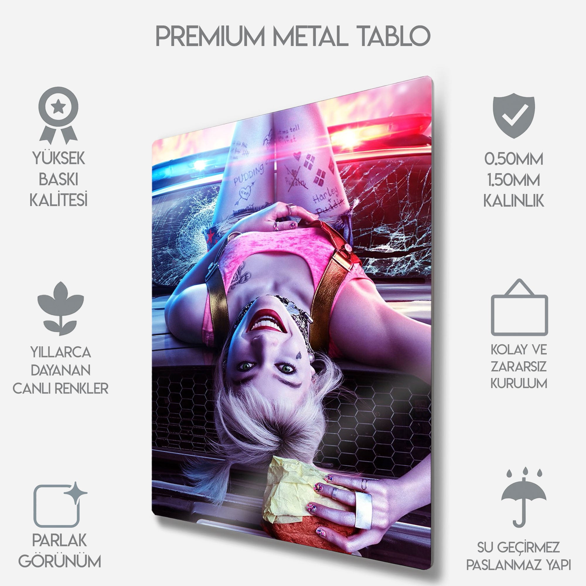Harley Quinn Suicide Squad Çizim Tasarım - Metal Tablo