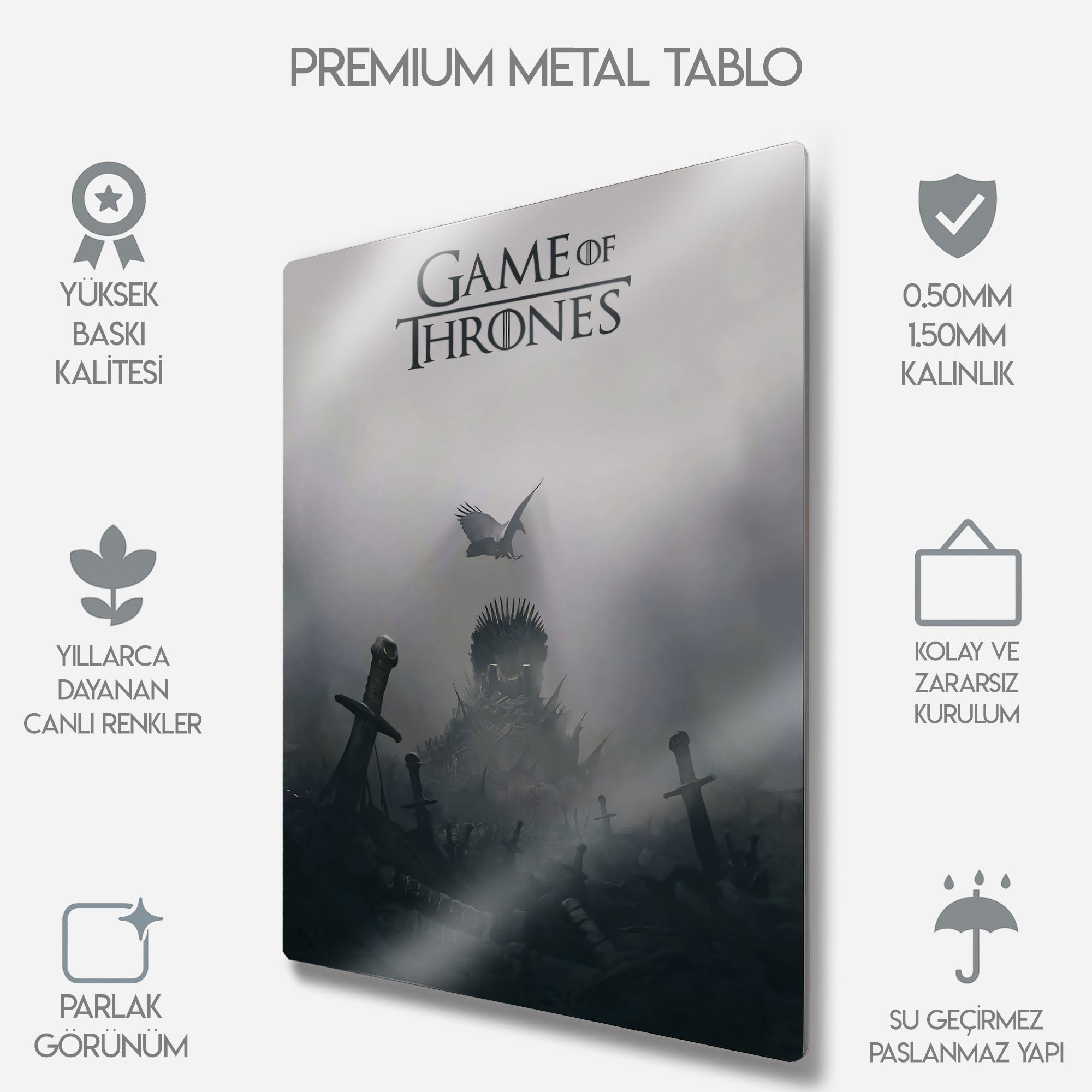 Game of Thrones Demir Taht, Iron Throne - Metal Tablo