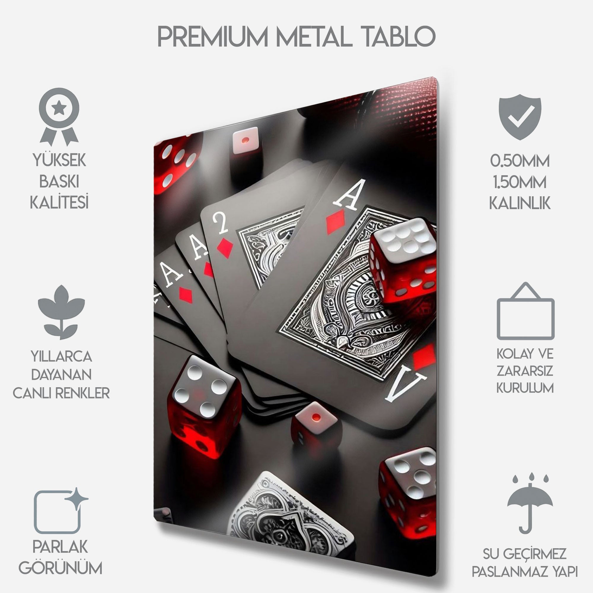 Poker ve Zar - Metal Tablo