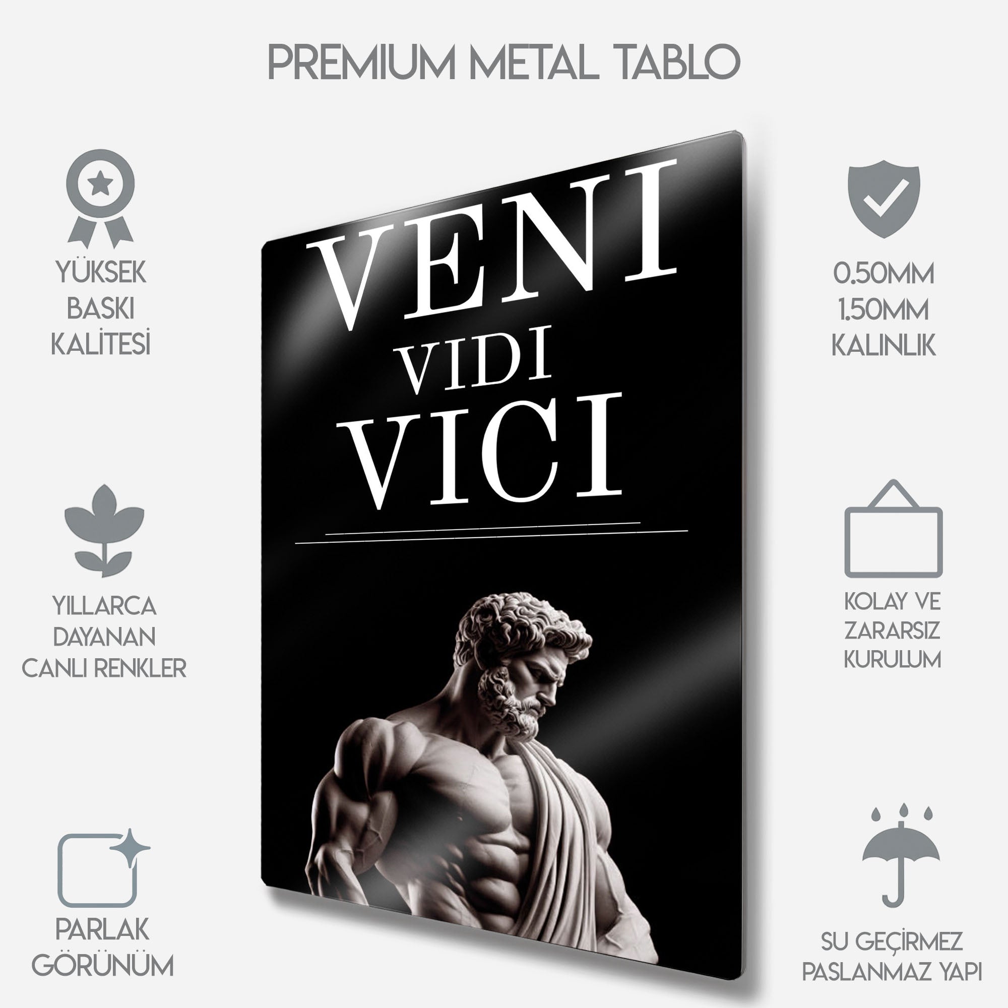Veni Vidi Vici, Fitness, Gym Motivasyon Heykel - Metal Tablo