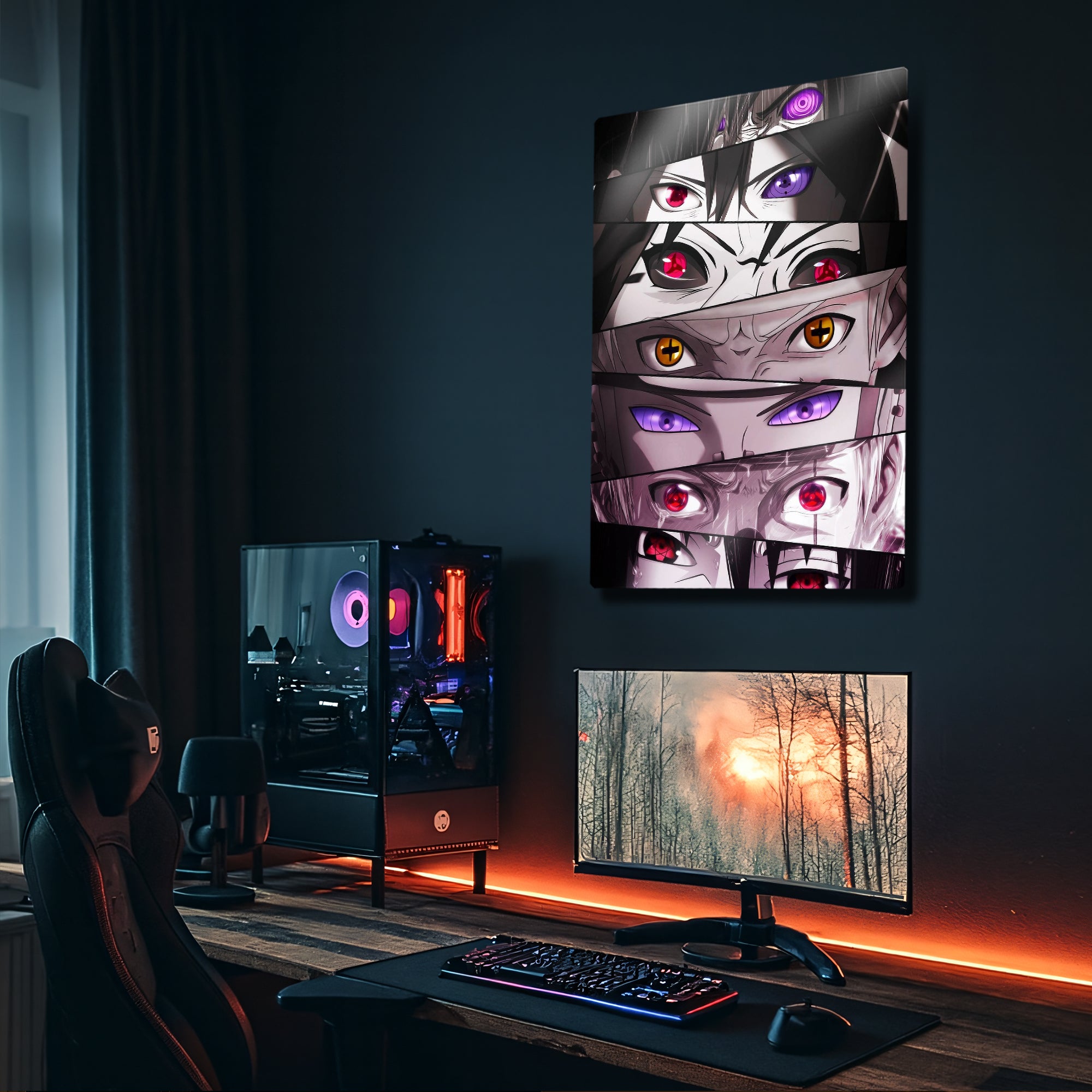 Anime Gözleri Tablosu Sharingan ve Rinnegan - Metal Tablo