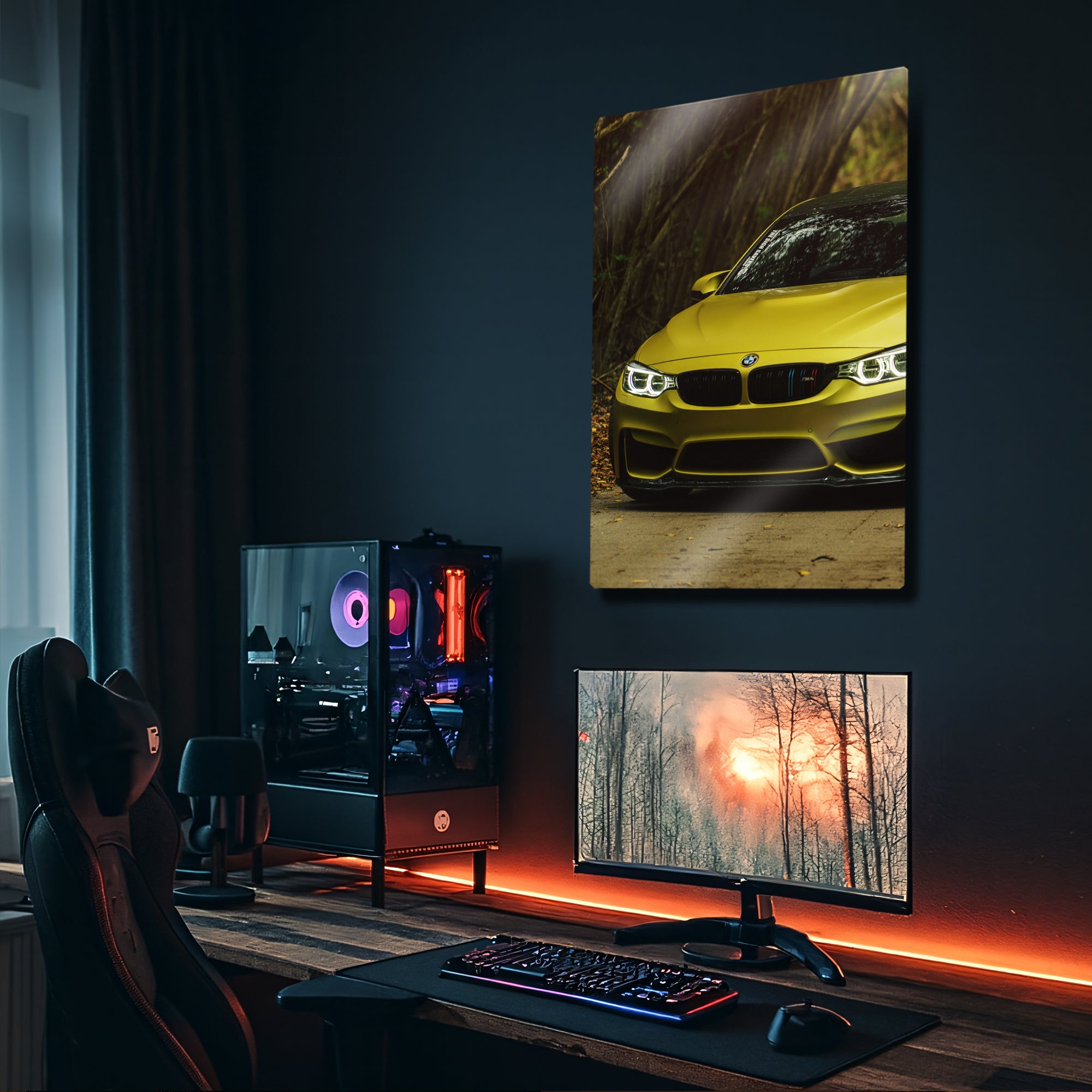 BMW M4 Metal Tablo – Sarı Spor Araba Poster