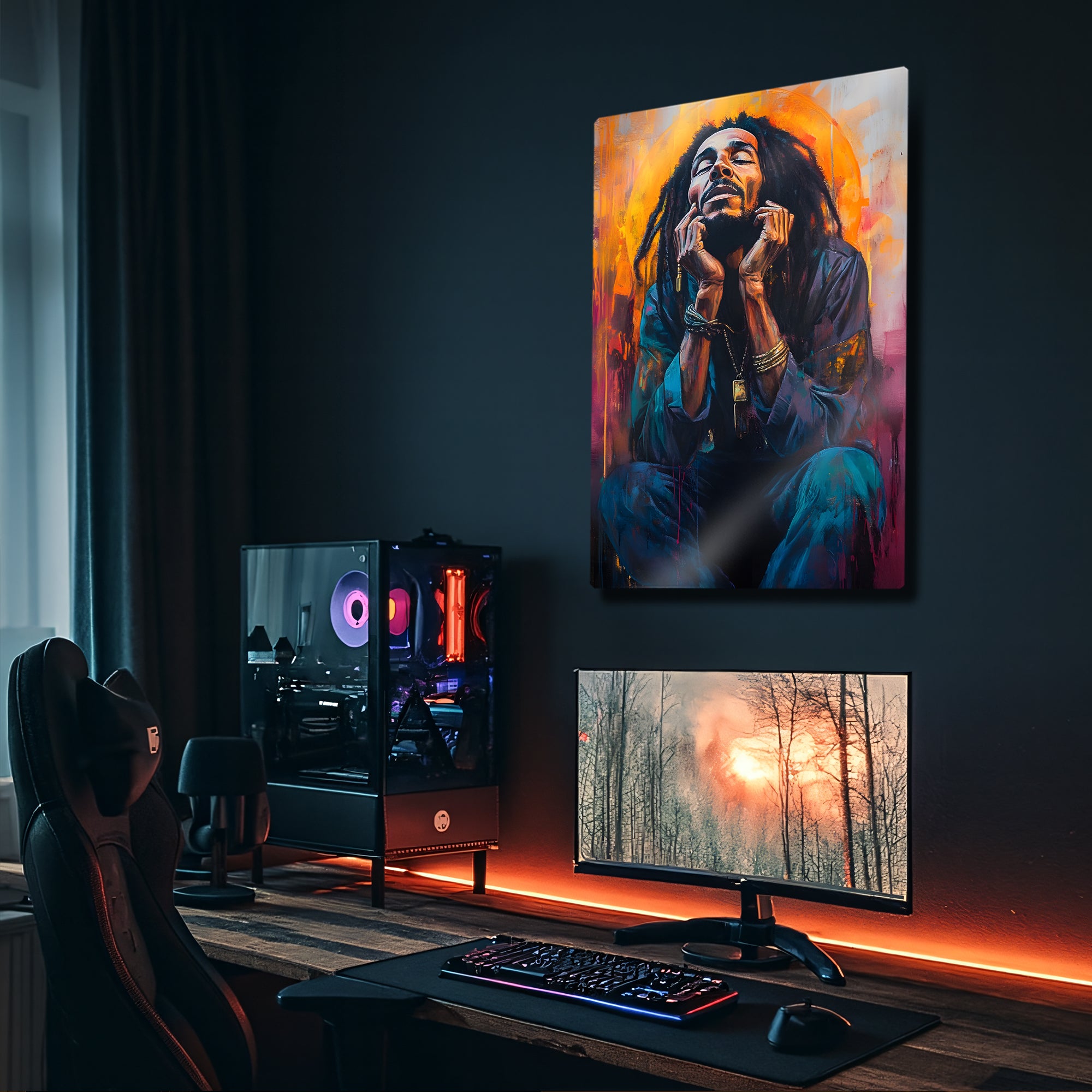 Reggae Sanat Bob Marley - Metal Tablo