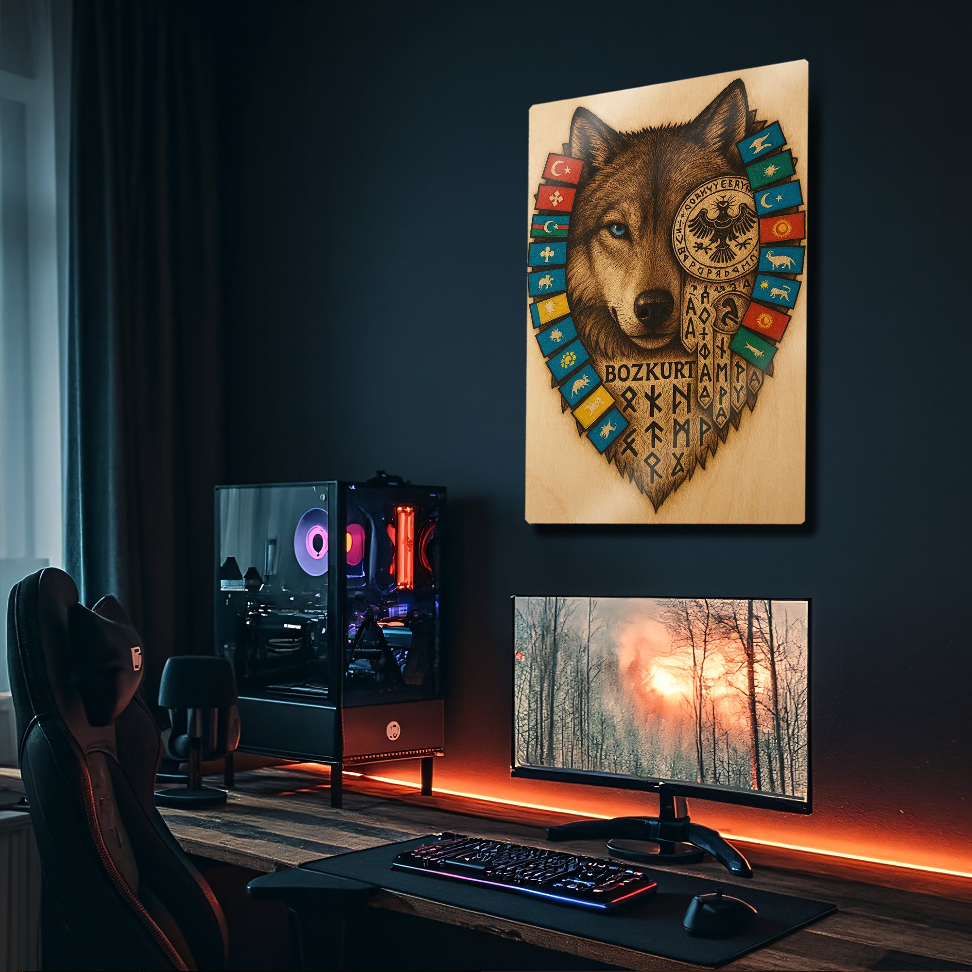 Bozkurt Metal Tablo – Türk Kültürü ve Mitoloji Duvar Dekoru