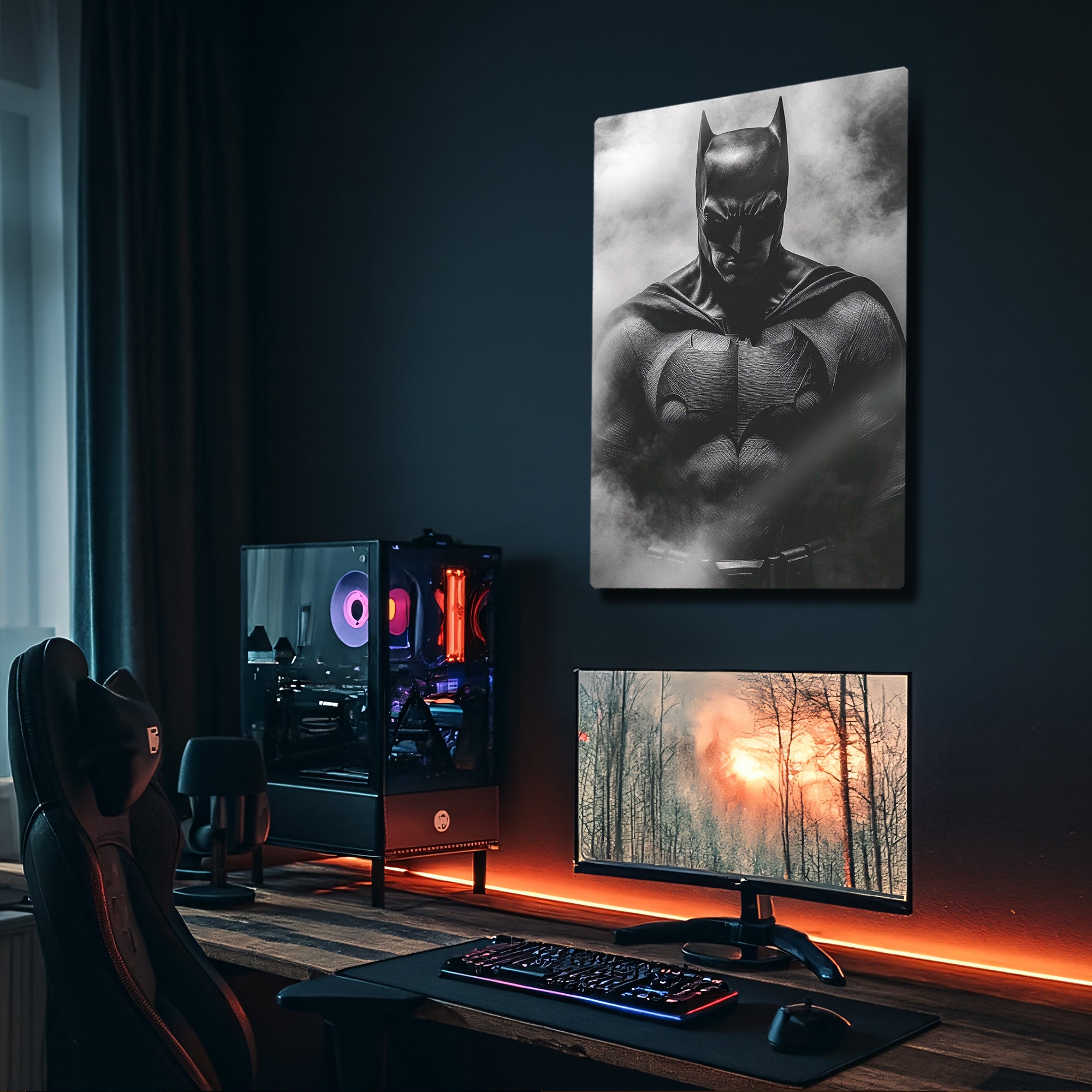 Batman Figürü Siyah Beyaz - Metal Tablo