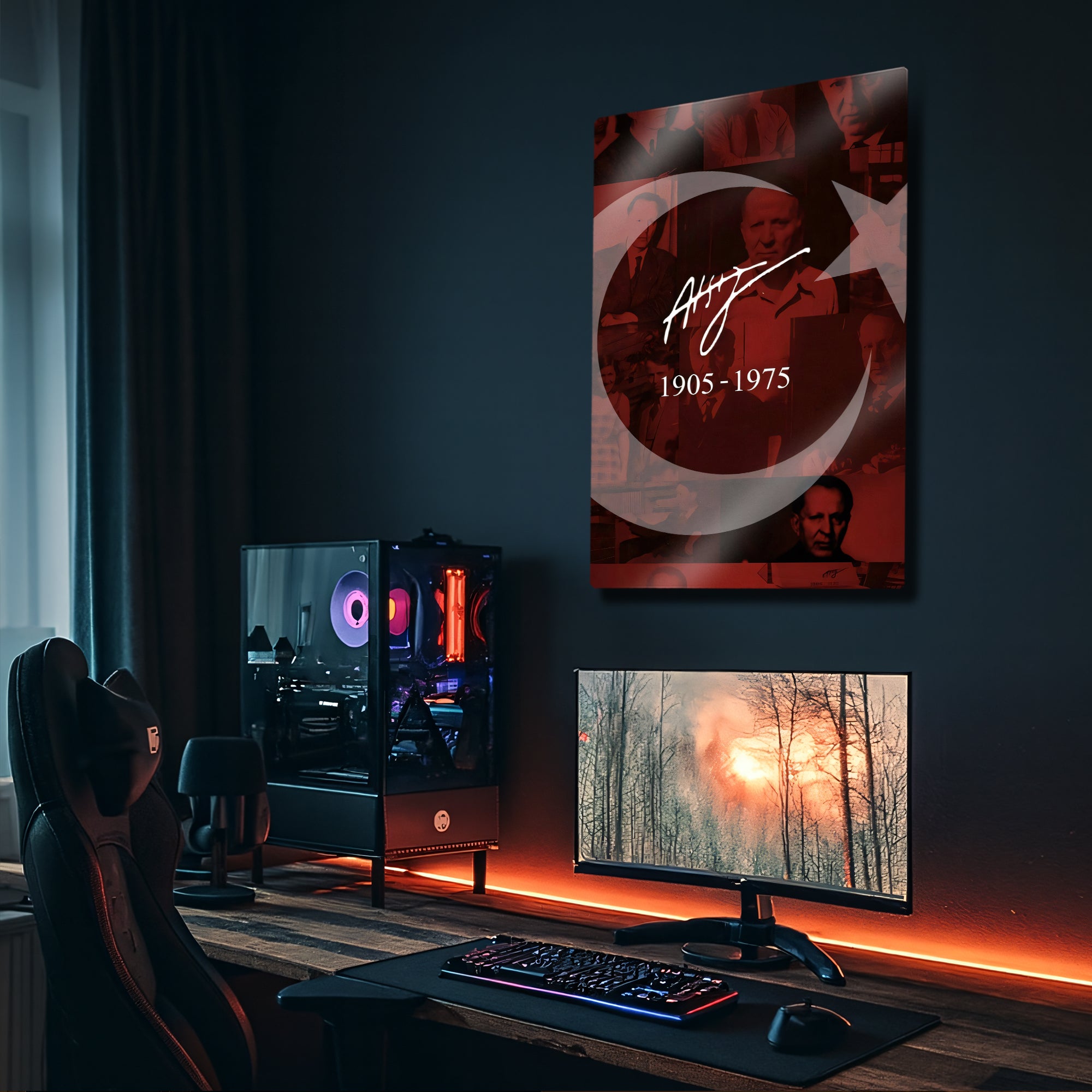 Nihal Atsız 1905-1975 İmzalı Türk Bayrağı - Metal Tablo